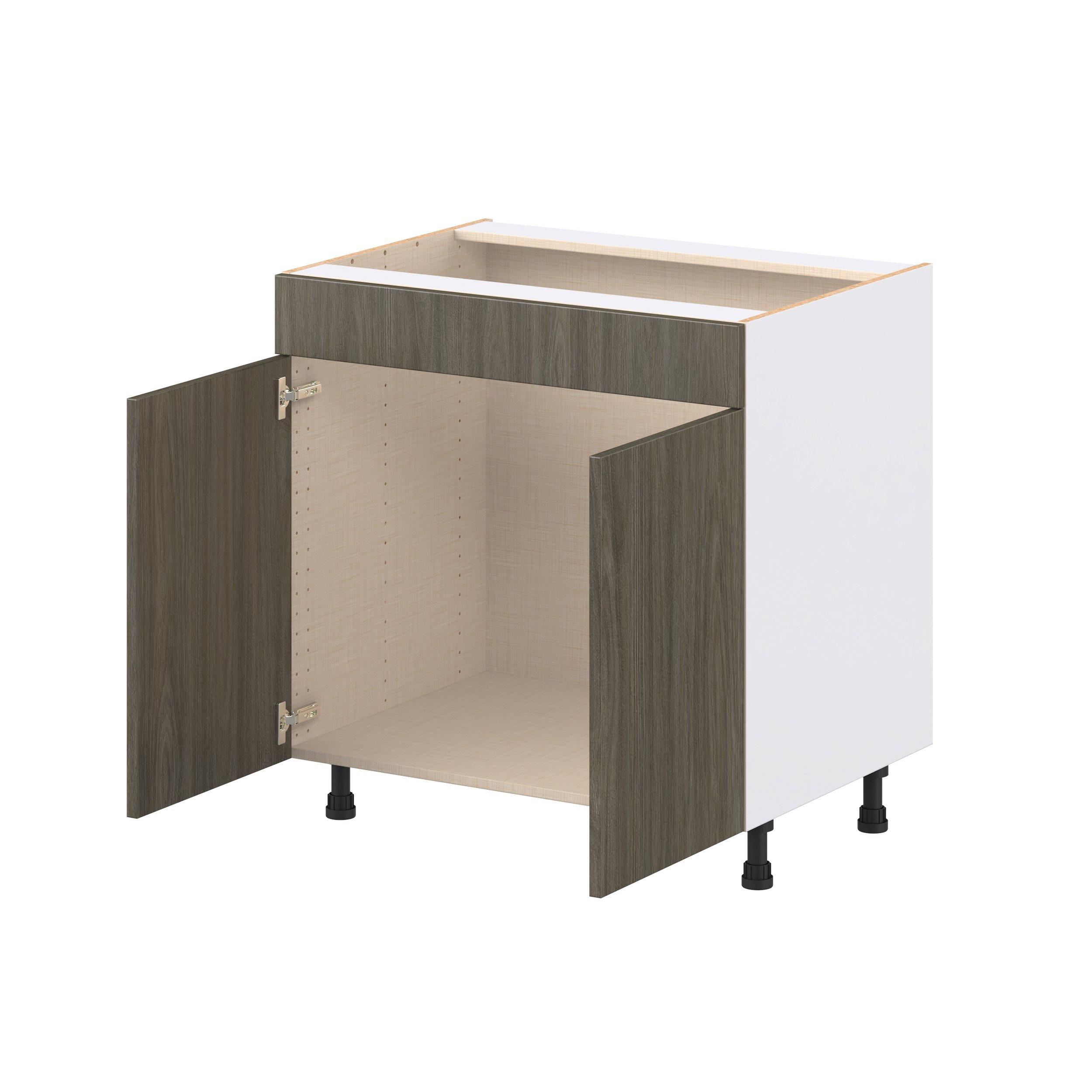 Glenwood 33 in. Burnt Walnut Sink Base Cabinet with False Front