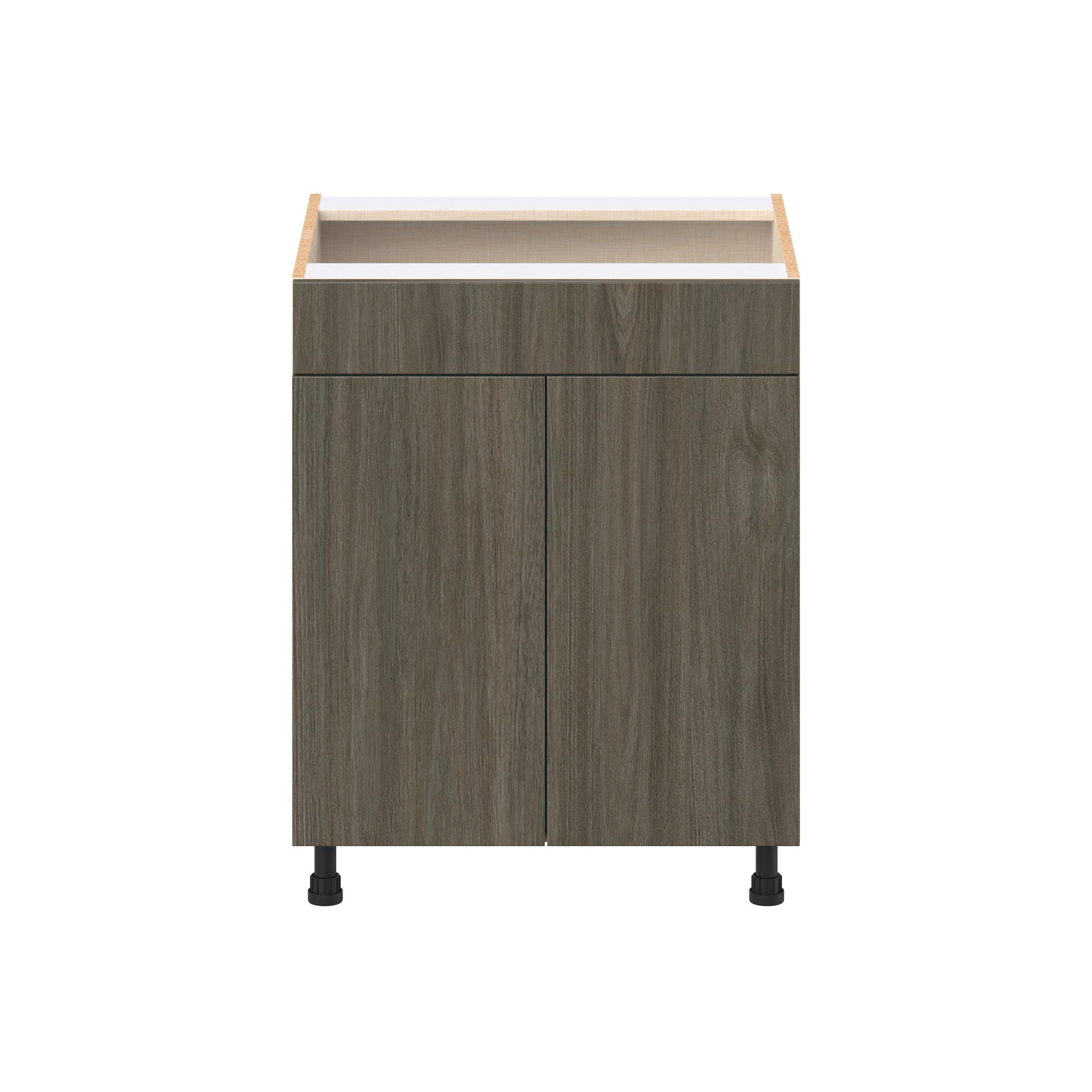 Glenwood 27 in. Burnt Walnut Sink Base Cabinet with False Front