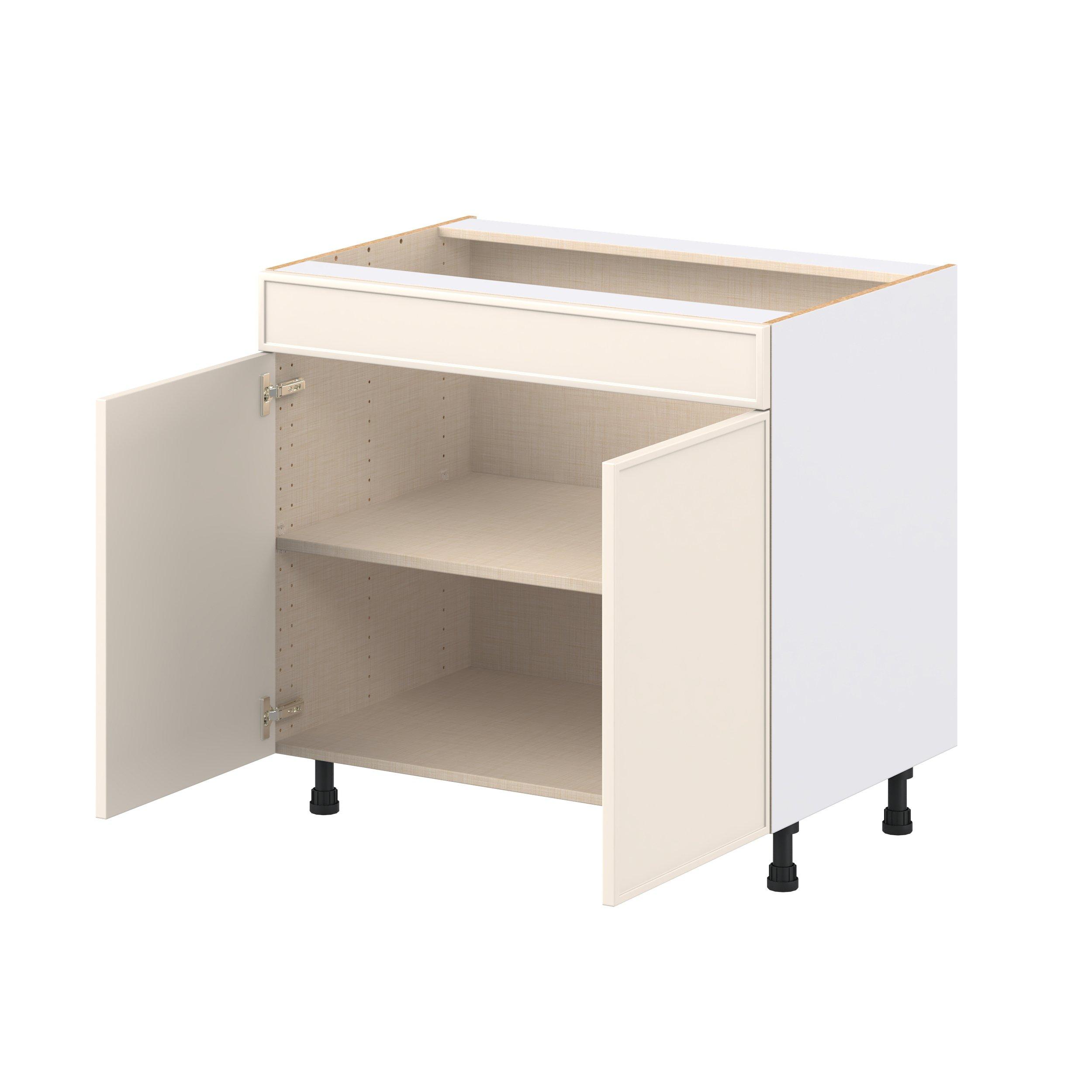 Linden 36 in. Painted Washed Linen Cooktop Base Cabinet