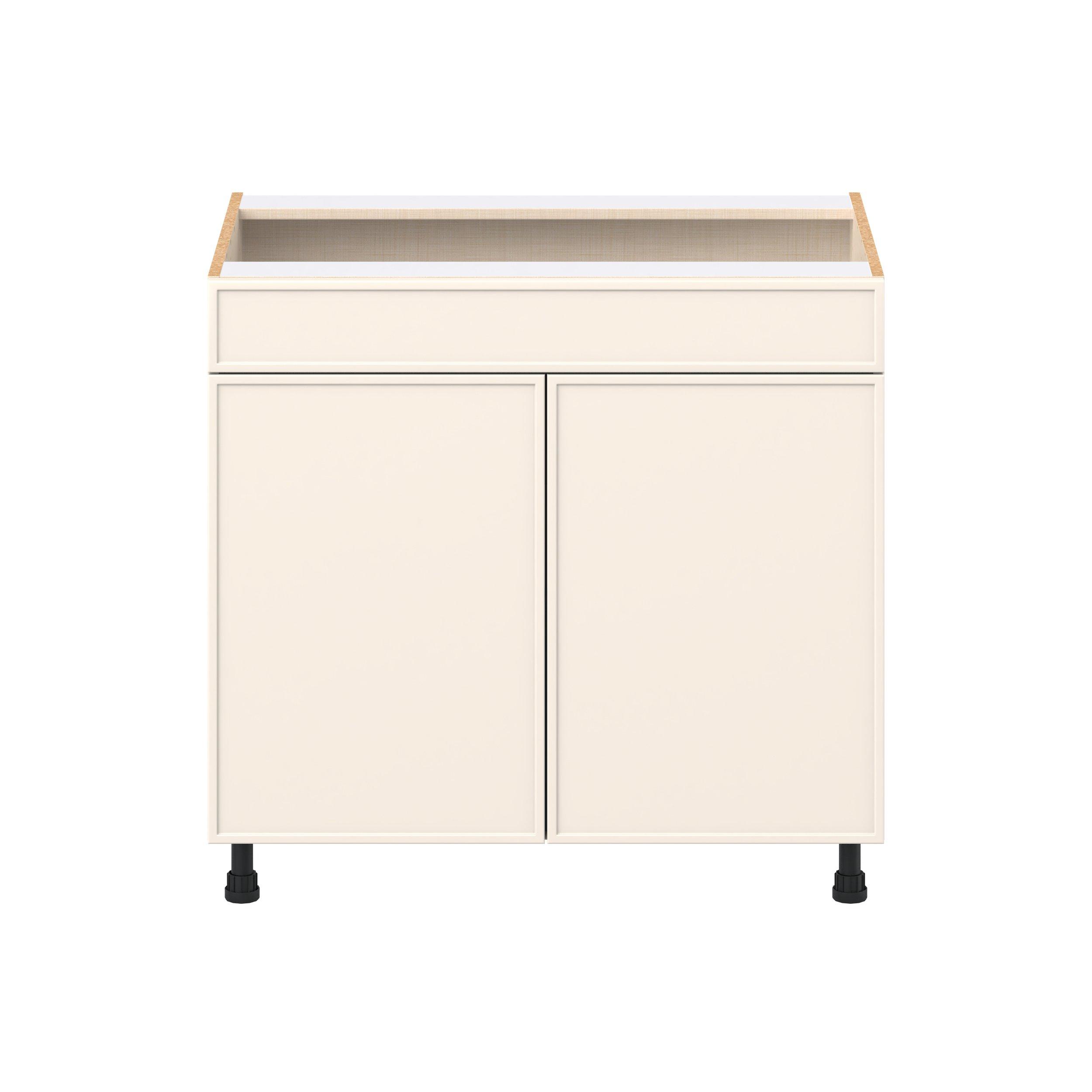 Linden 36 in. Painted Washed Linen Cooktop Base Cabinet