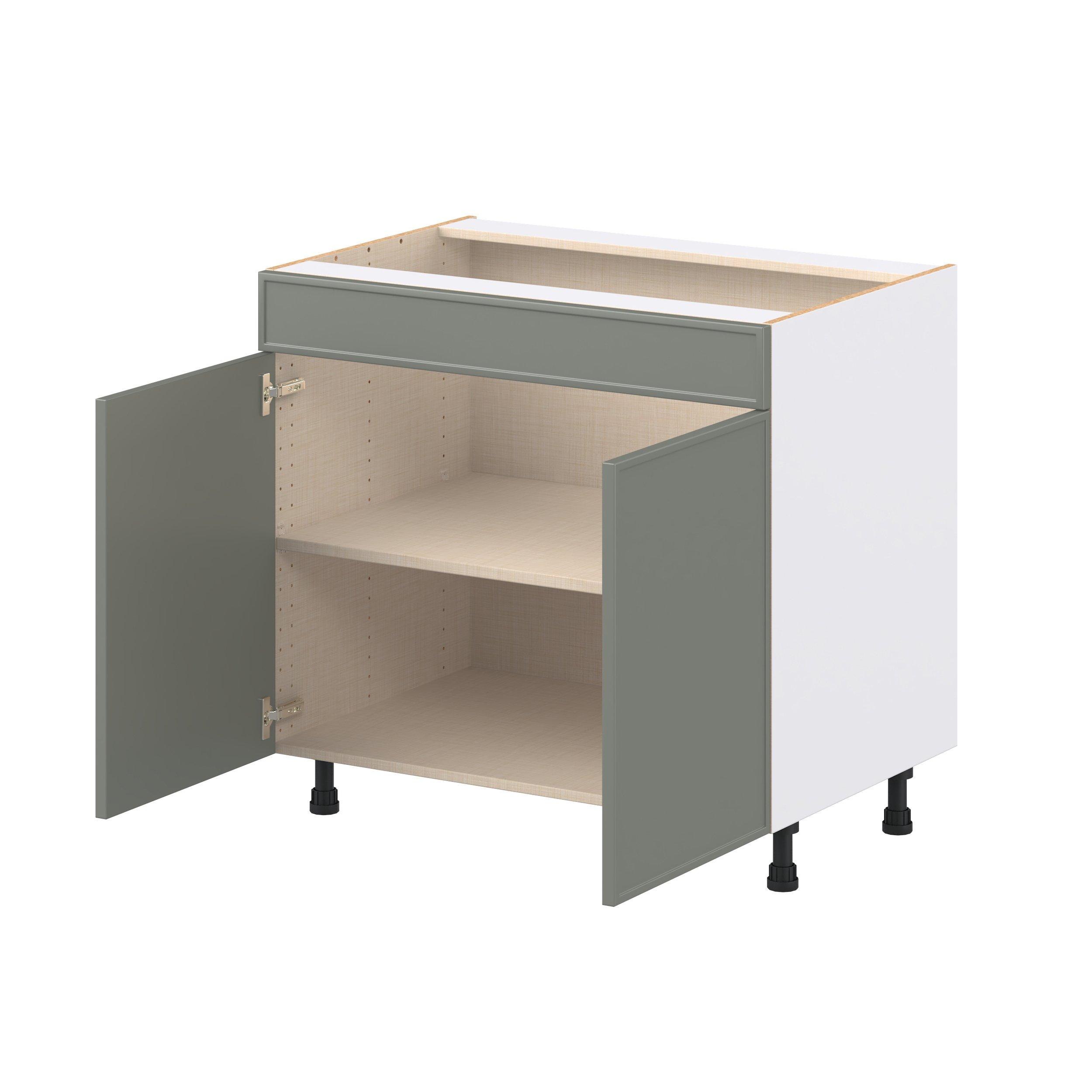 Linden 36 in. Painted Moss Green Cooktop Base Cabinet
