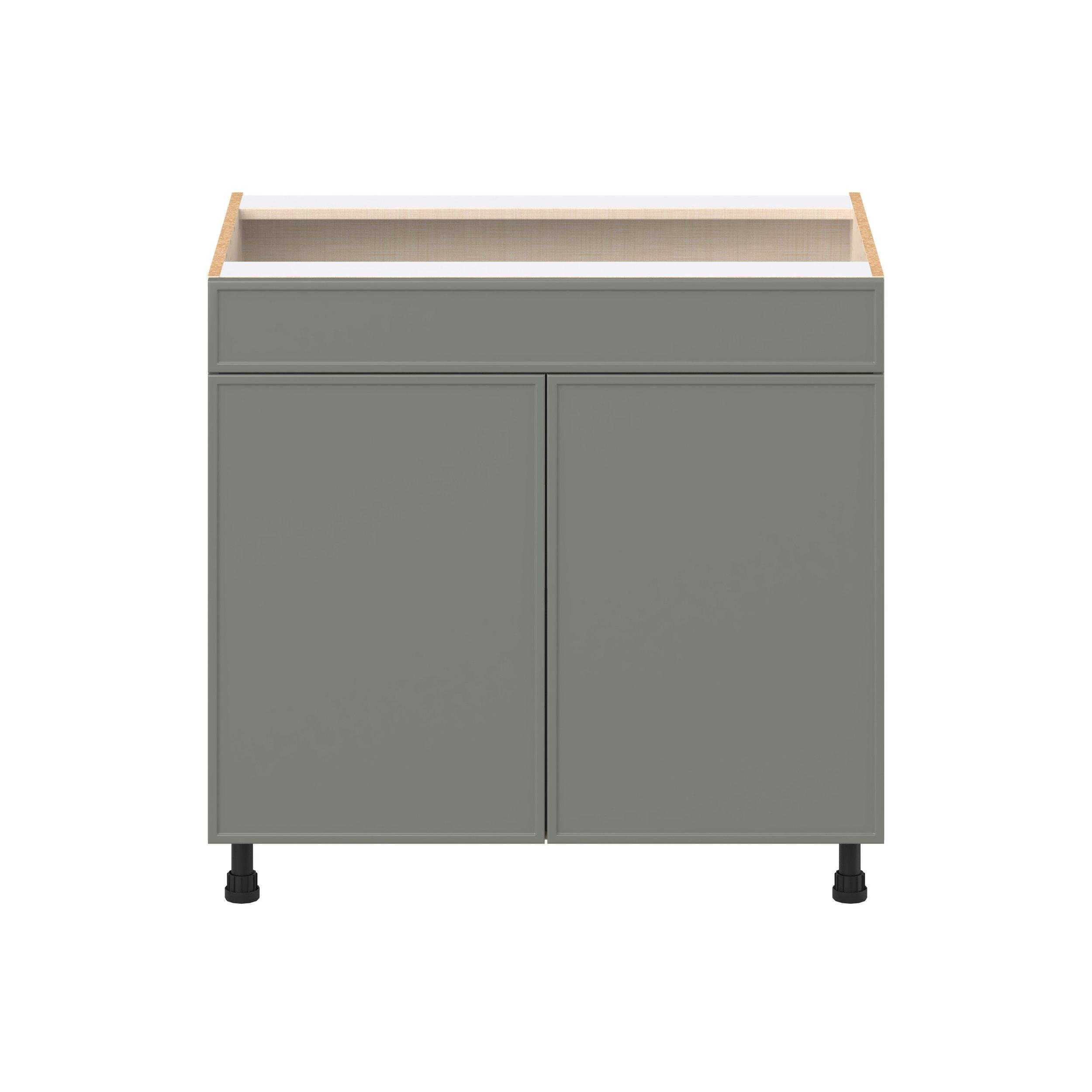 Linden 36 in. Painted Moss Green Cooktop Base Cabinet