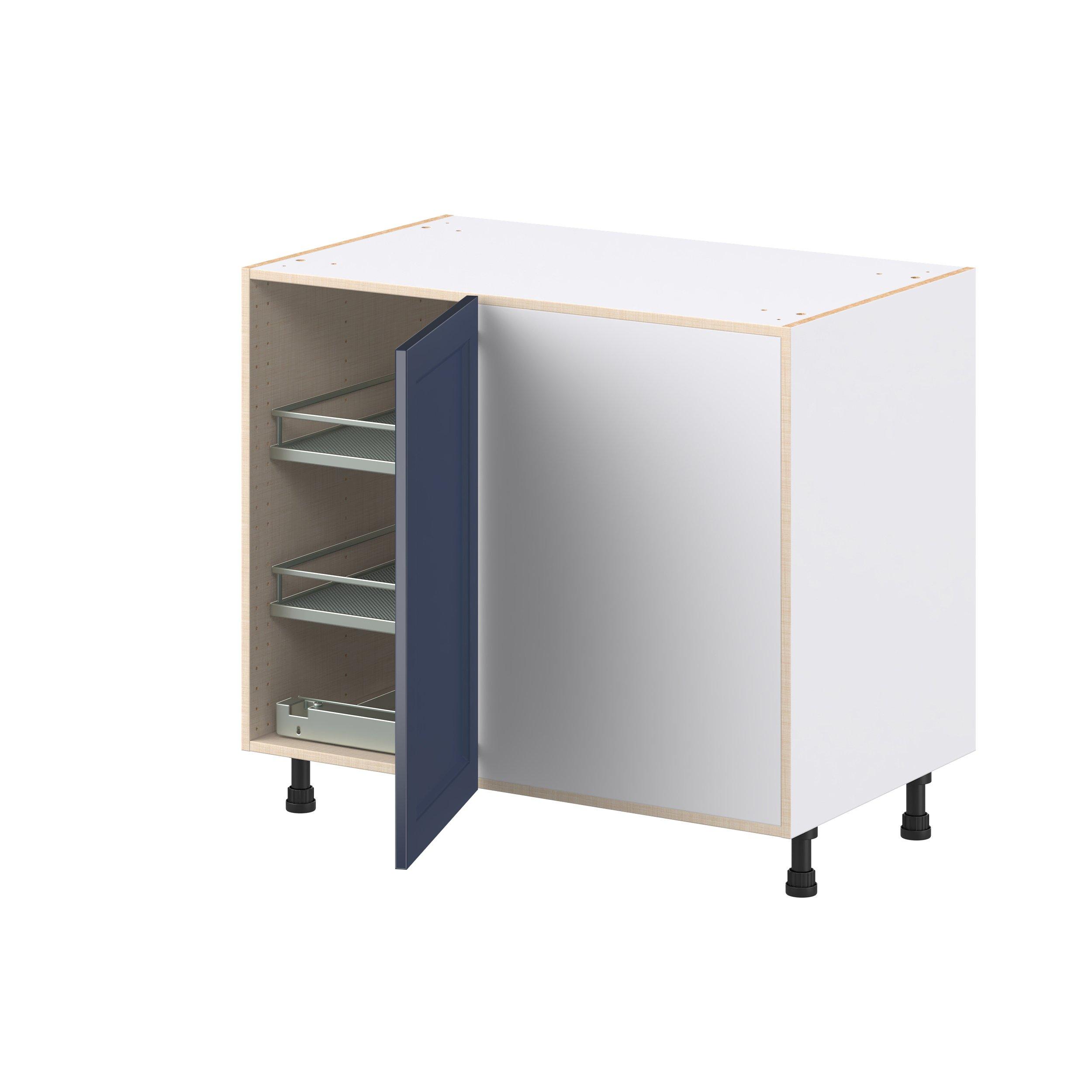 Peachtree 39 in. Painted Midnight Blue Swing Out Blind Corner Base Cabinet