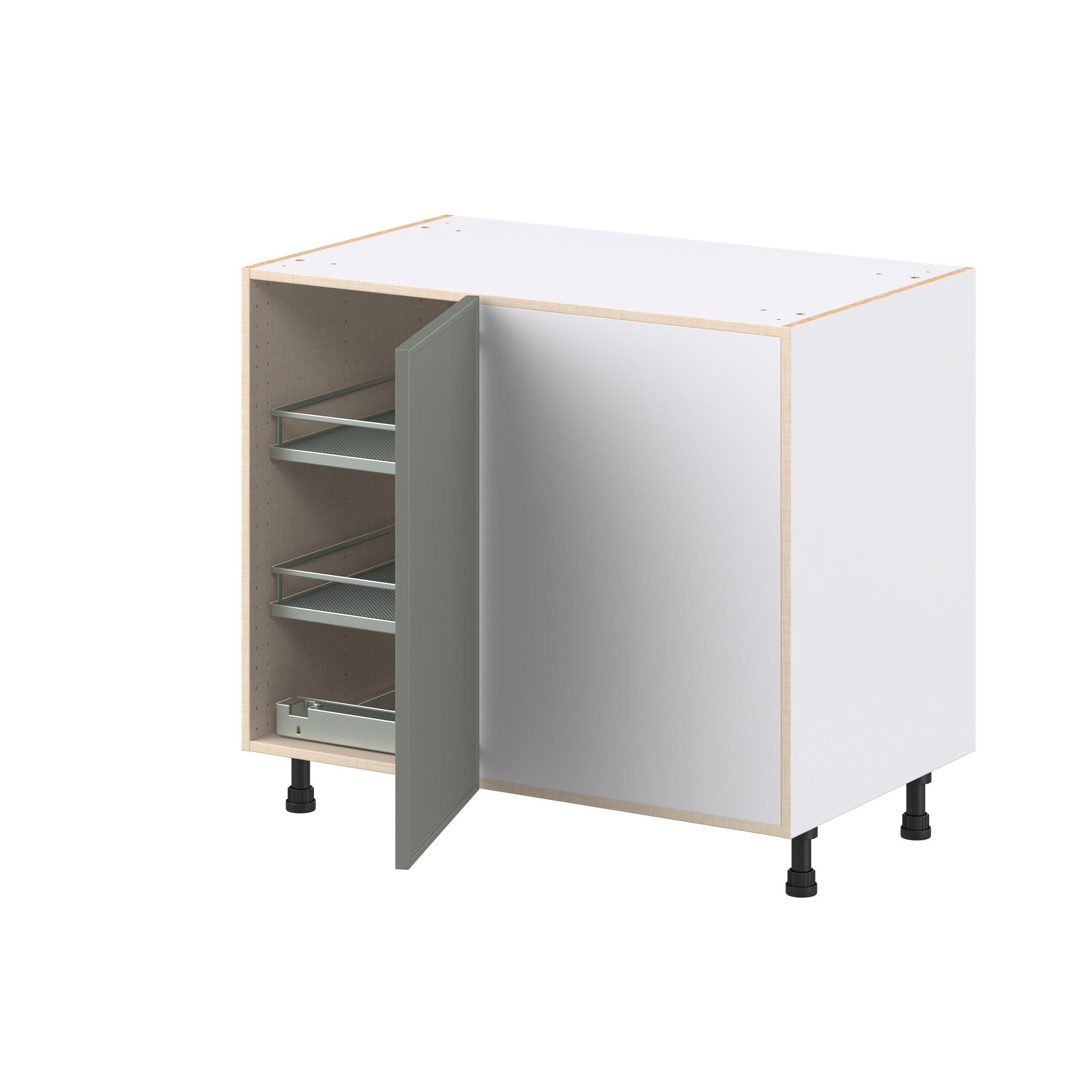 Linden 39 in. Painted Moss Green Swing Out Blind Corner Base Cabinet