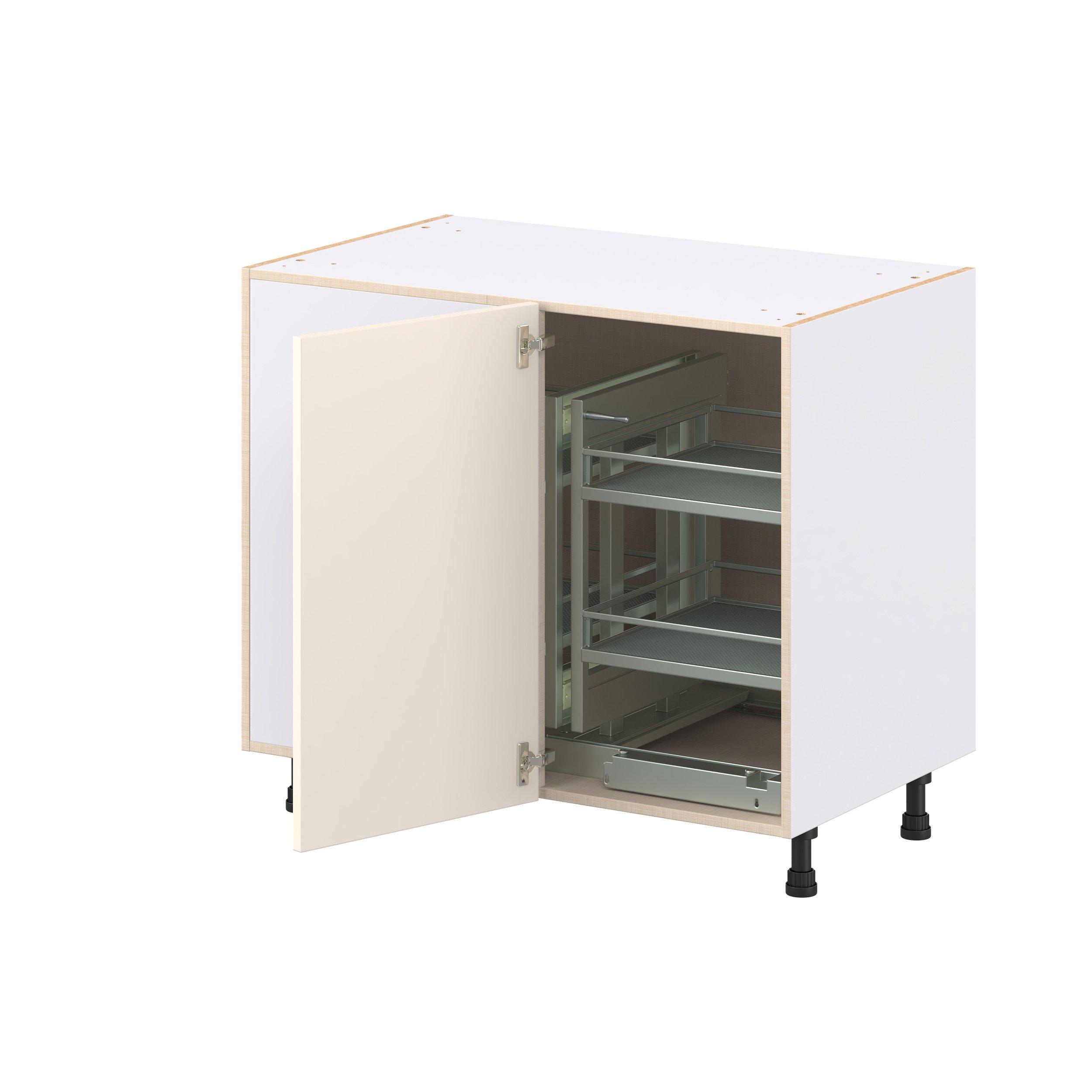 Linden 39 in. Painted Washed Linen Swing Out Blind Corner Base Cabinet