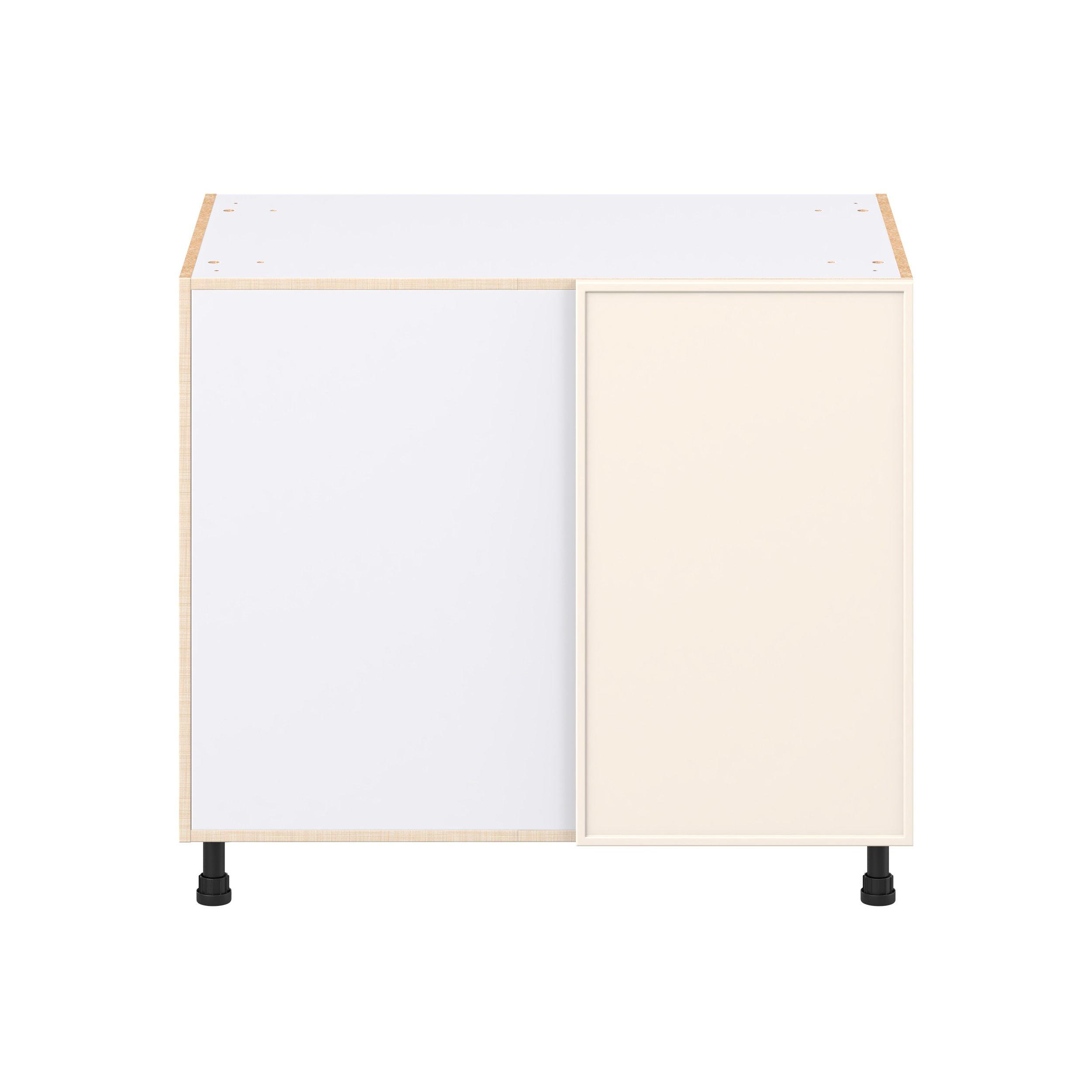 Linden 39 in. Painted Washed Linen Swing Out Blind Corner Base Cabinet