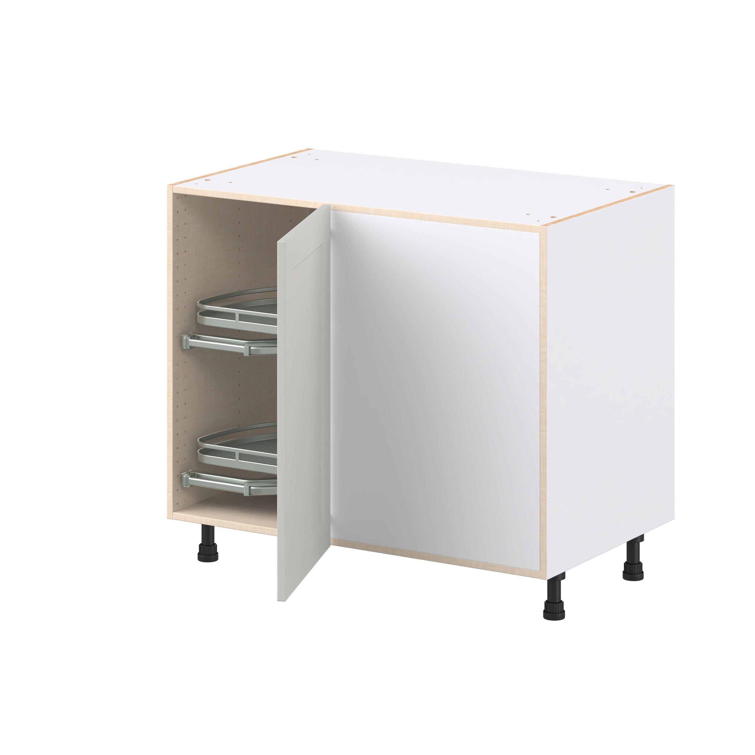 Lenox 39 in. Painted Light Gray Lemans Swing Out Blind Corner Base Cabinet
