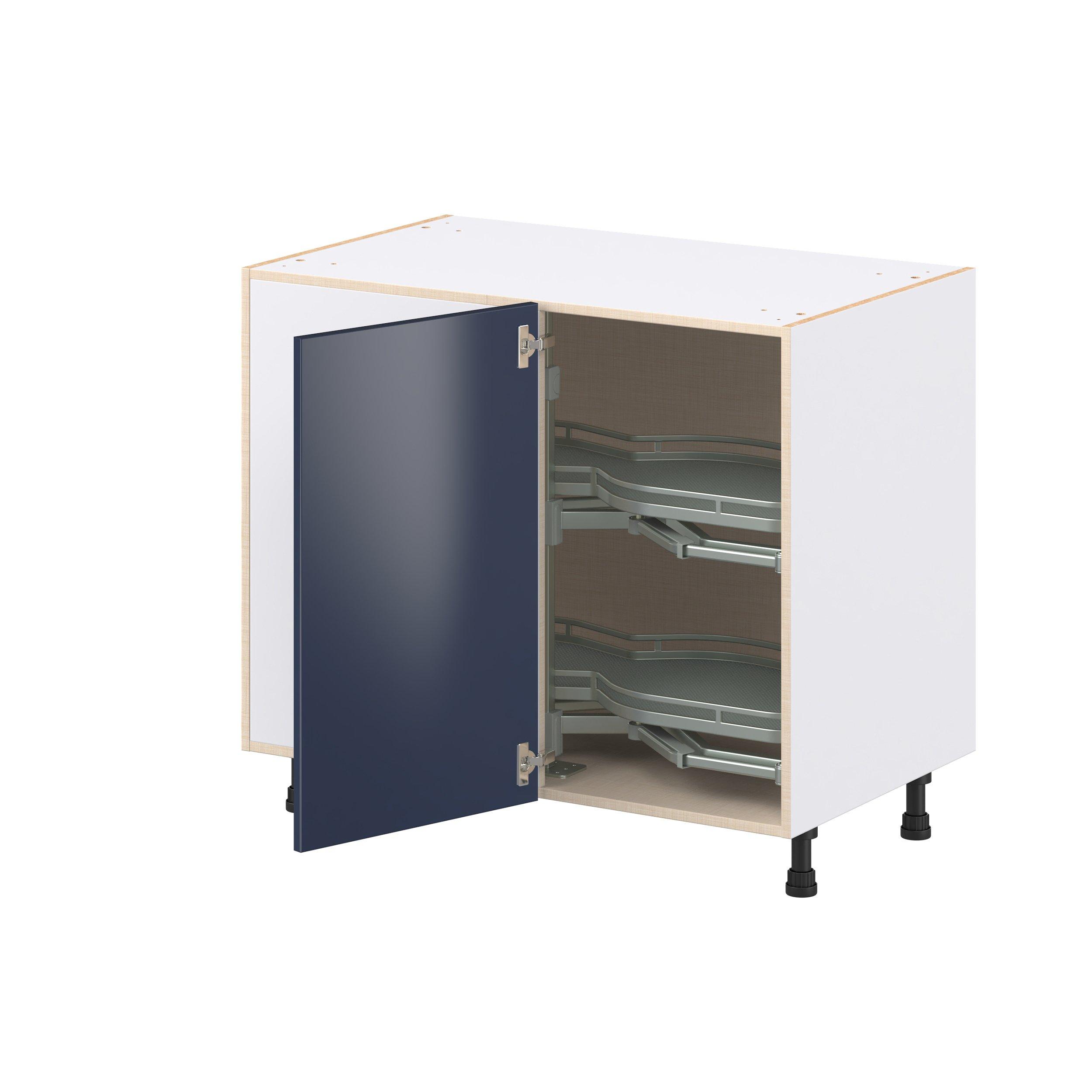 Peachtree 39 in. Painted Midnight Blue Lemans Swing Out Blind Corner Base Cabinet