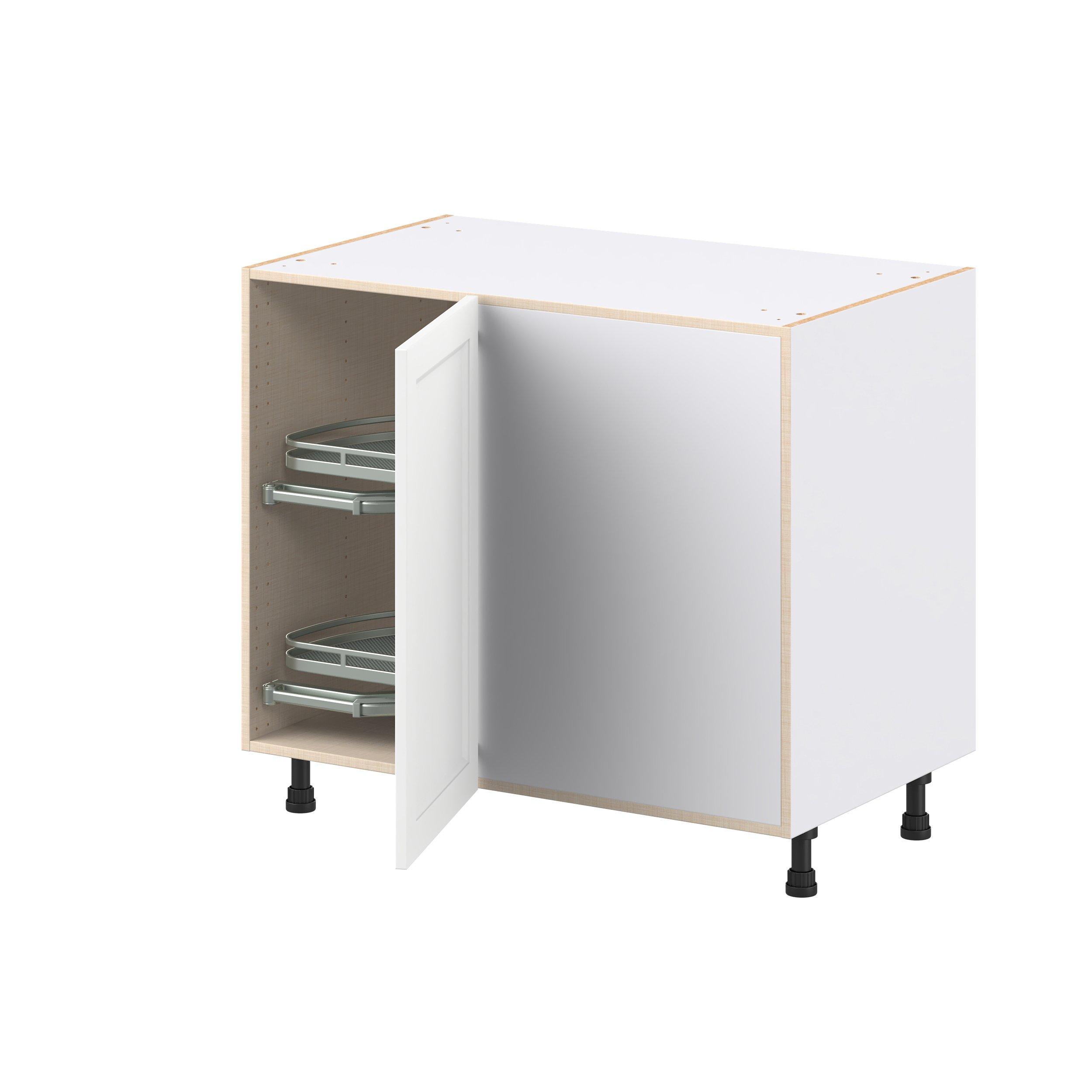 Peachtree 39 in. Painted Bright White Lemans Swing Out Blind Corner Base Cabinet