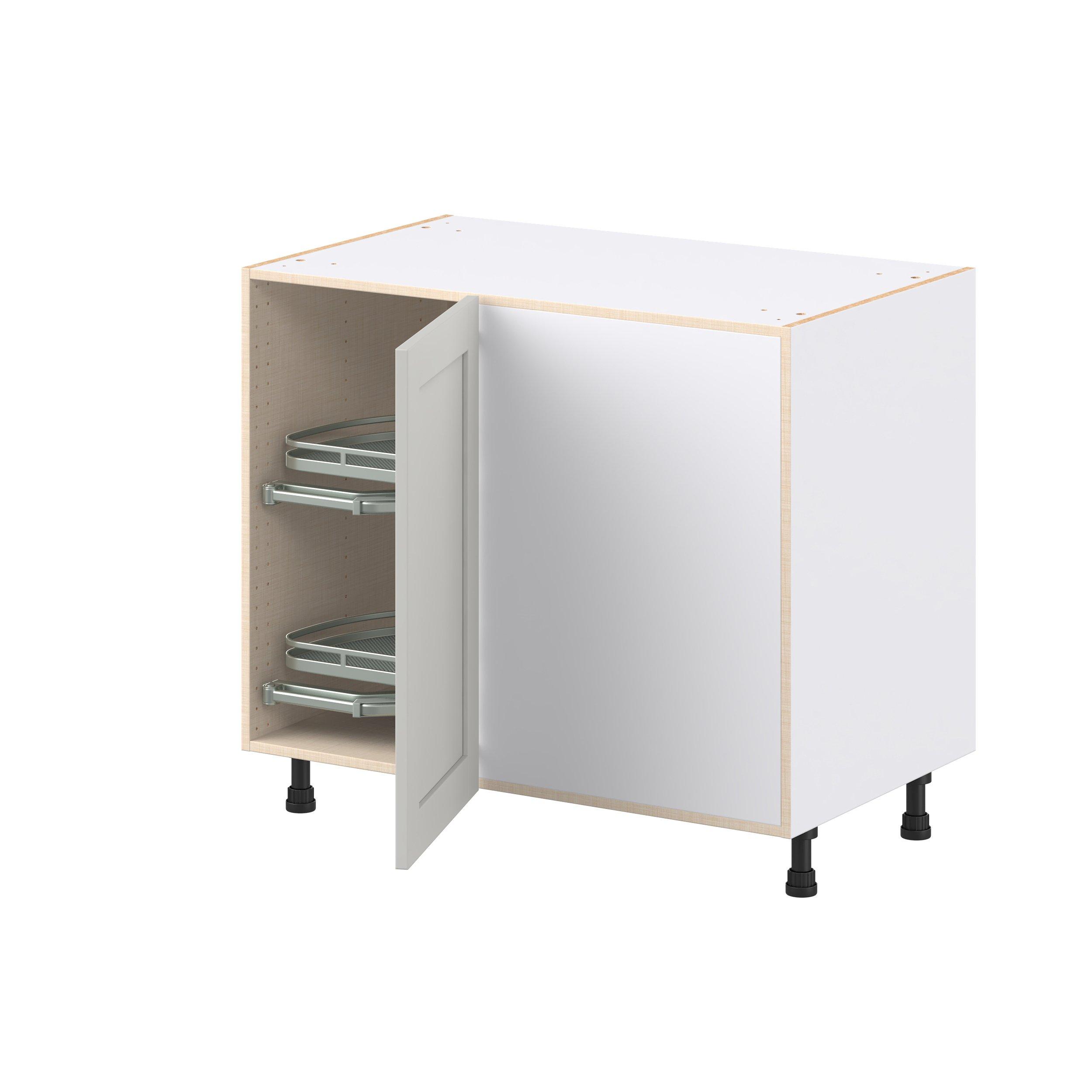Summerhill 39 in. Light Gray Lemans Swing Out Blind Corner Base Cabinet