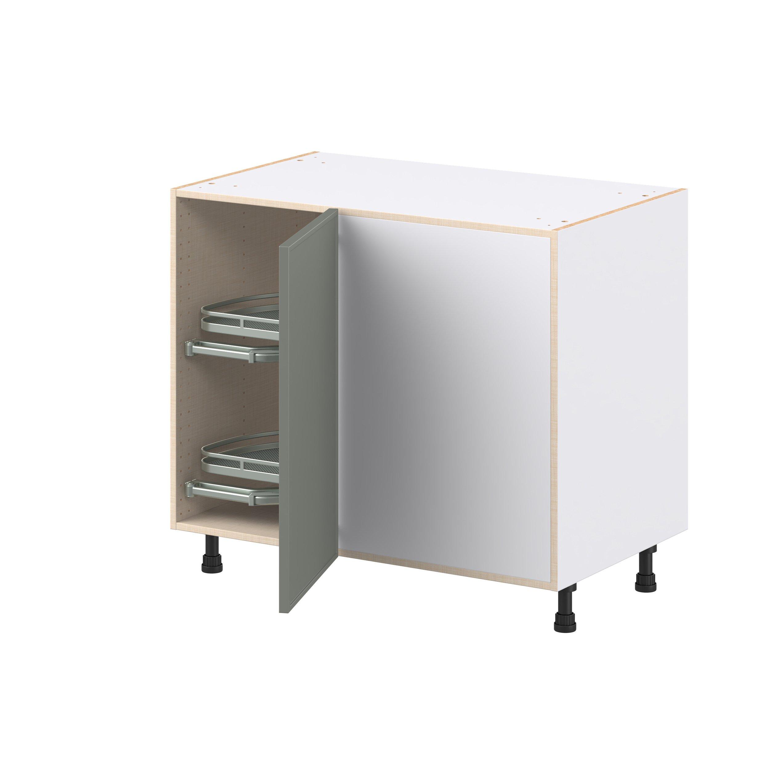 Linden 39 in. Painted Moss Green Lemans Swing Out Blind Corner Base Cabinet