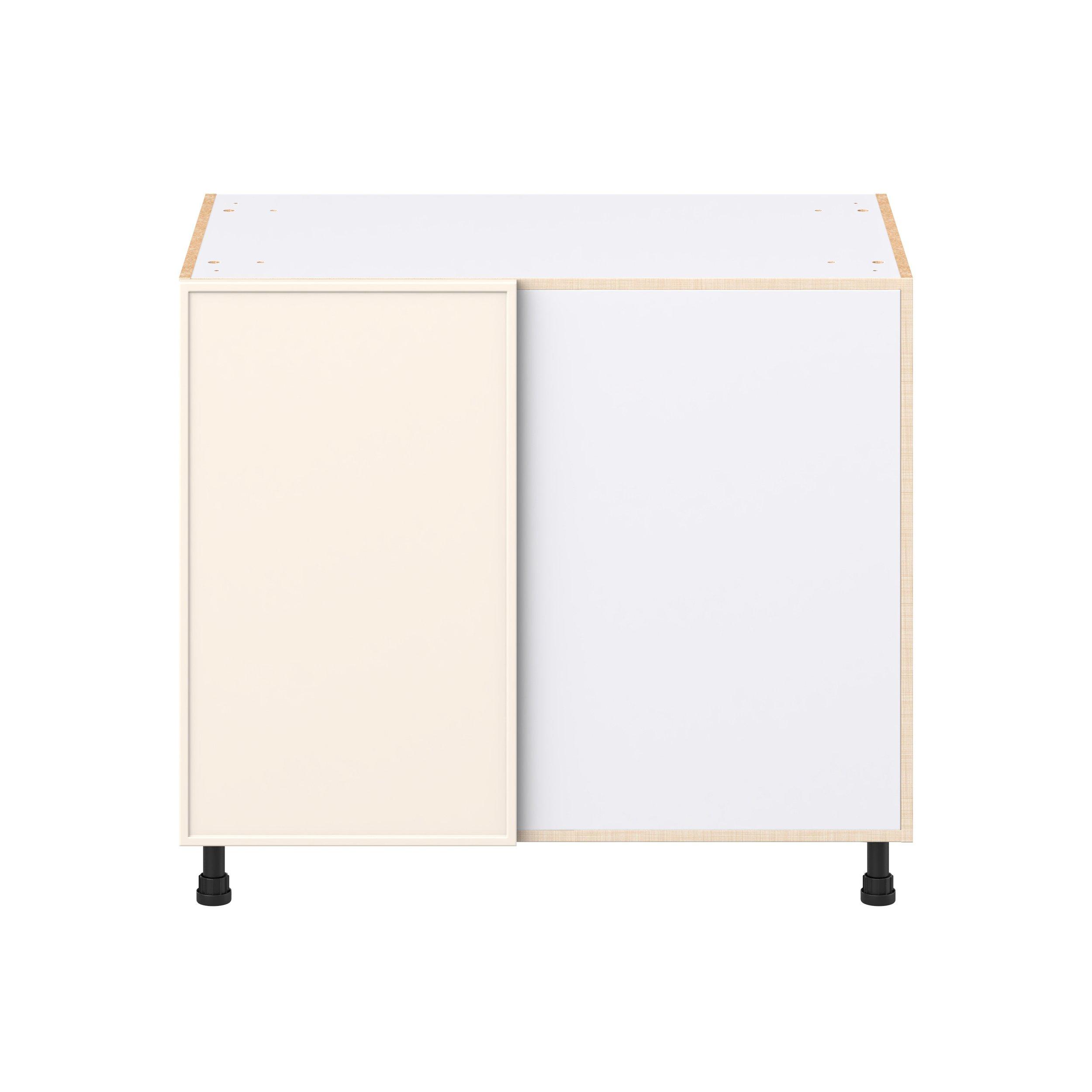 Linden 39 in. Painted Washed Linen Lemans Swing Out Blind Corner Base Cabinet