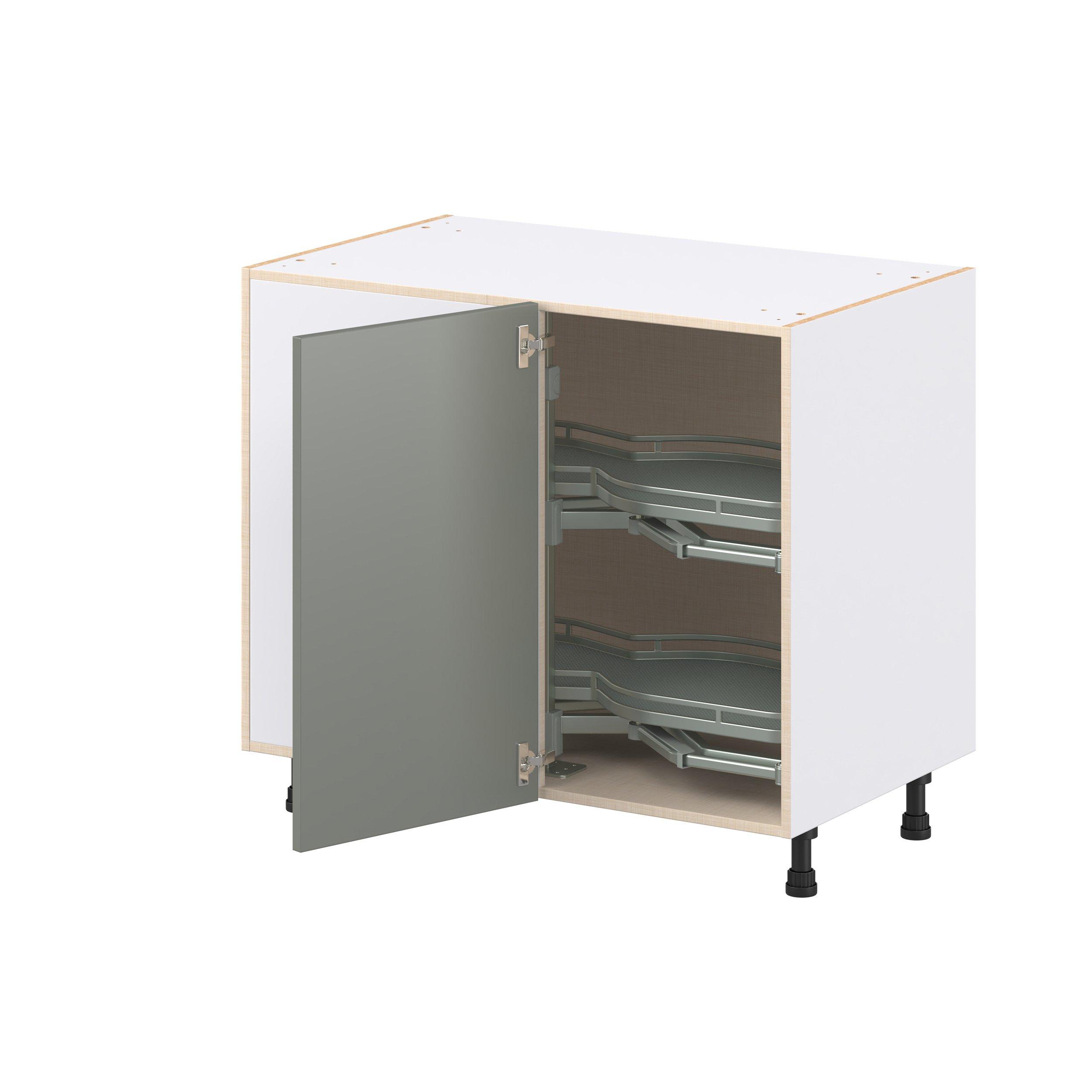 Linden 39 in. Painted Moss Green Lemans Swing Out Blind Corner Base Cabinet