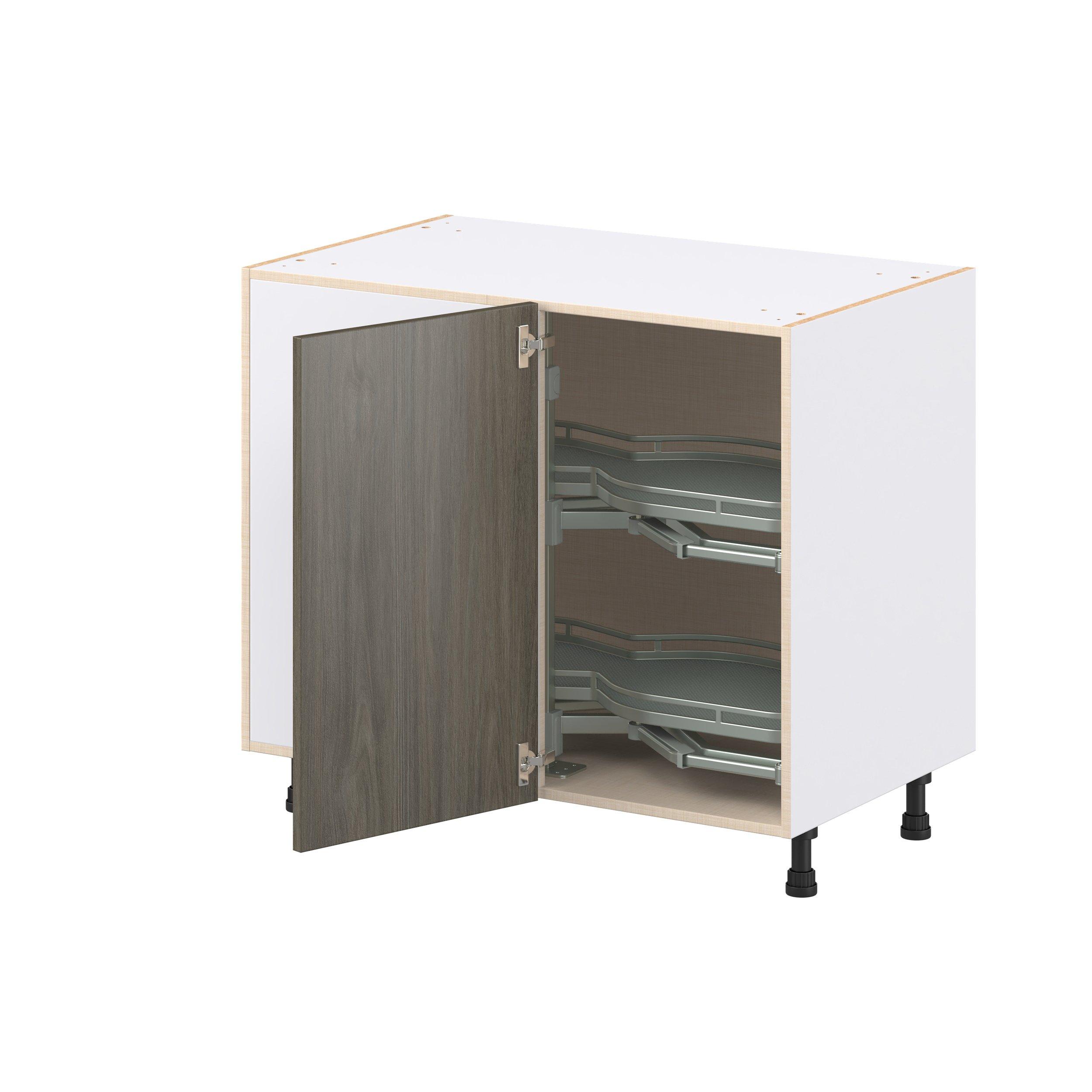 Glenwood 39 in. Burnt Walnut Lemans Swing Out Blind Corner Base Cabinet