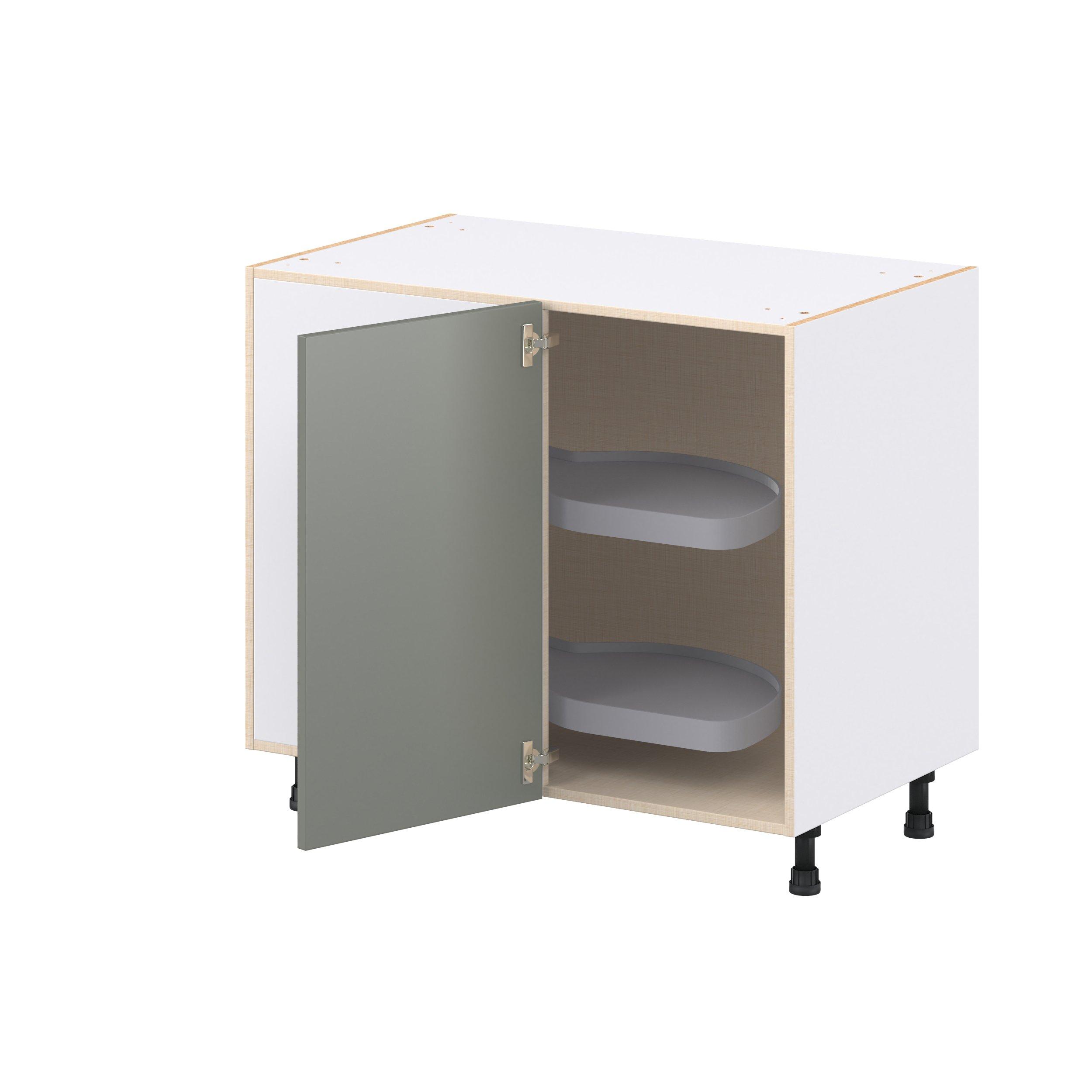 Linden 39 in. Painted Moss Green Lemans Swing Out Blind Corner Base Cabinet