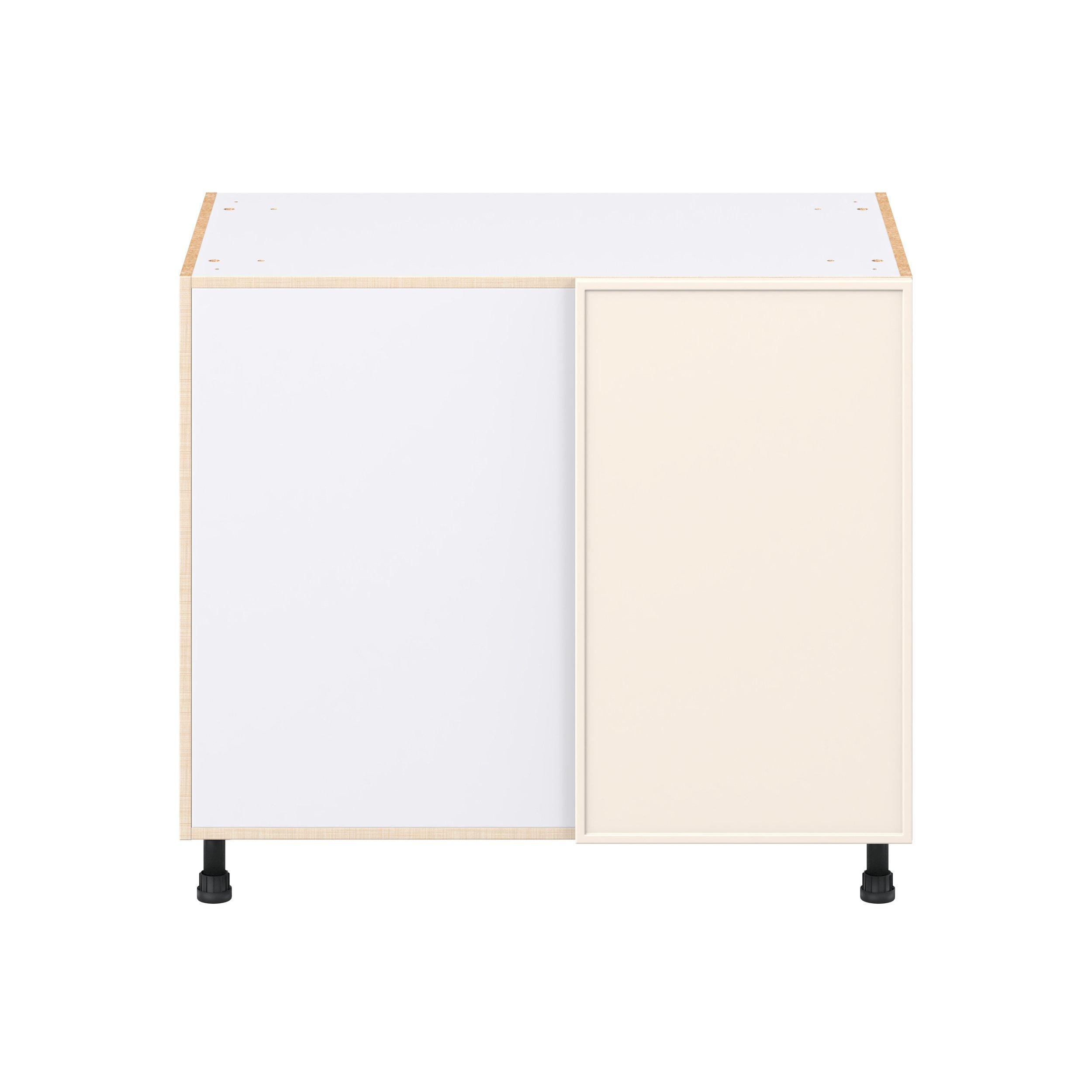 Linden 39 in. Painted Washed Linen Lemans Swing Out Blind Corner Base Cabinet