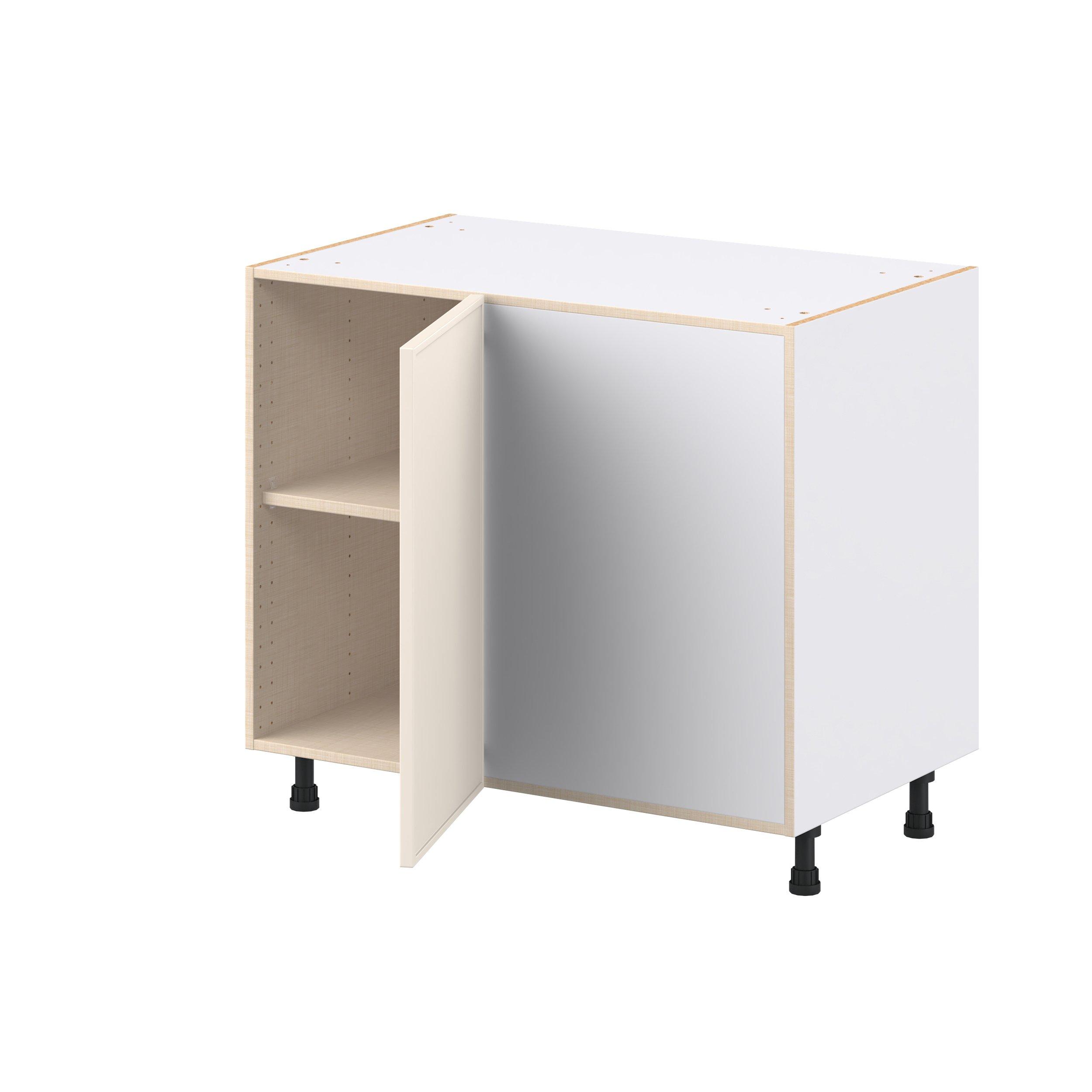 Linden 39 in. Painted Washed Linen Blind Corner Base Cabinet