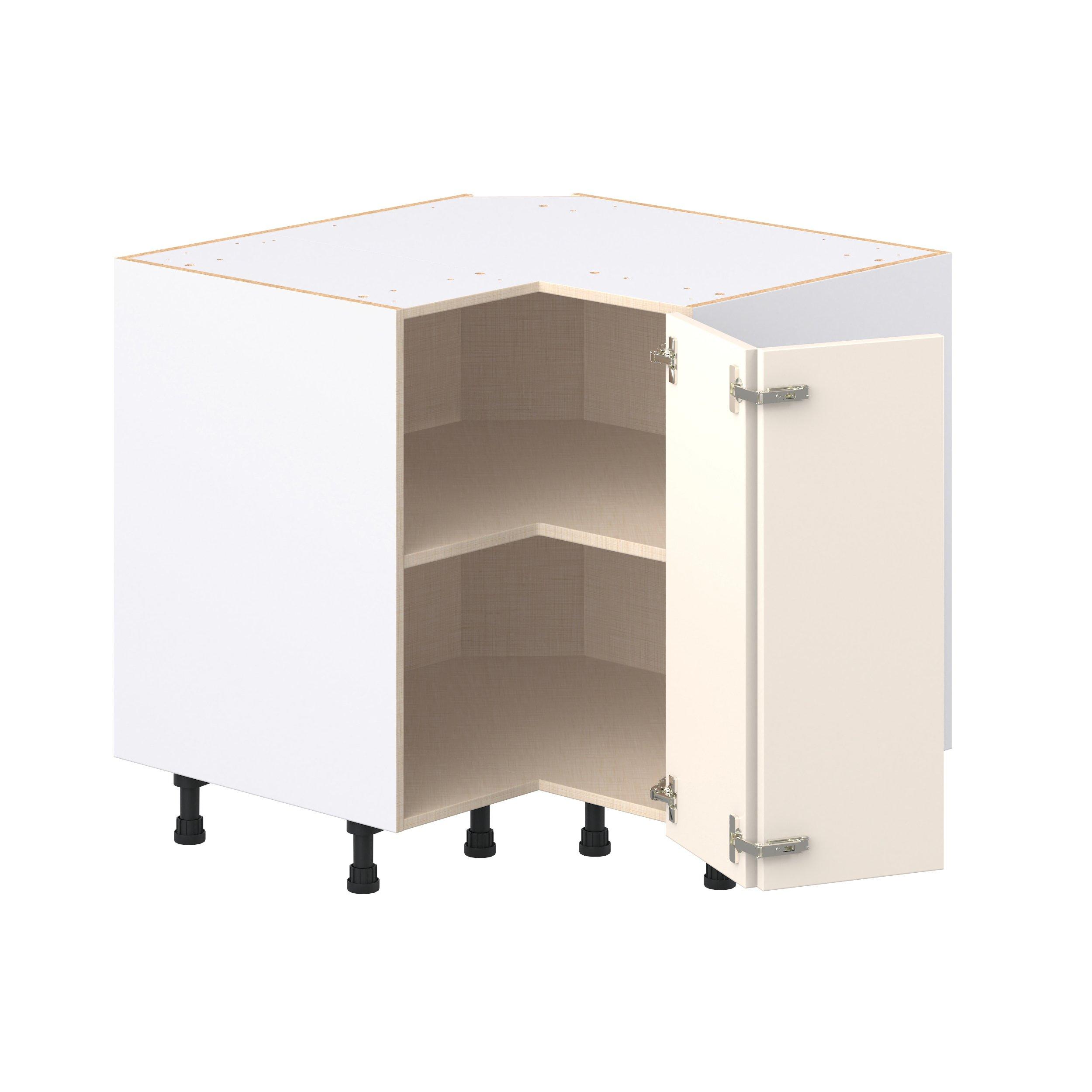 Linden 36 in. Painted Washed Linen Corner Base Cabinet