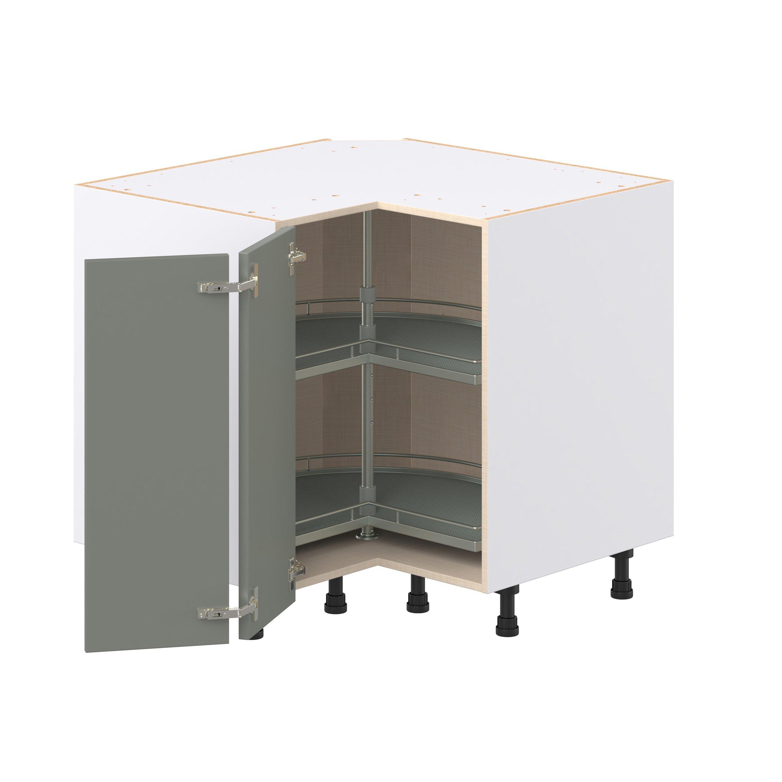 Linden 36 in. Painted Moss Green Lazy Susan Corner Base Cabinet