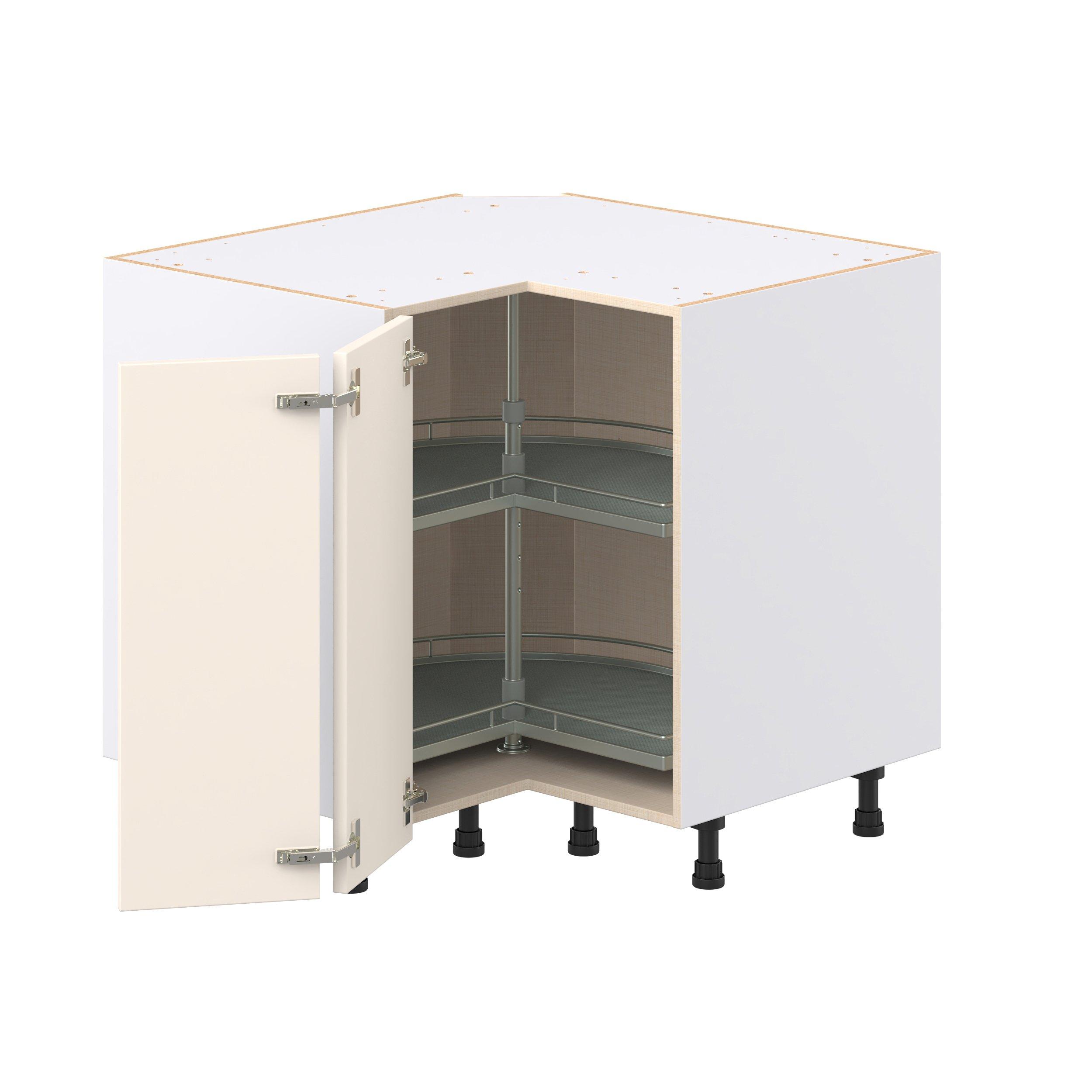 Linden 36 in. Painted Washed Linen Lazy Susan Corner Base Cabinet