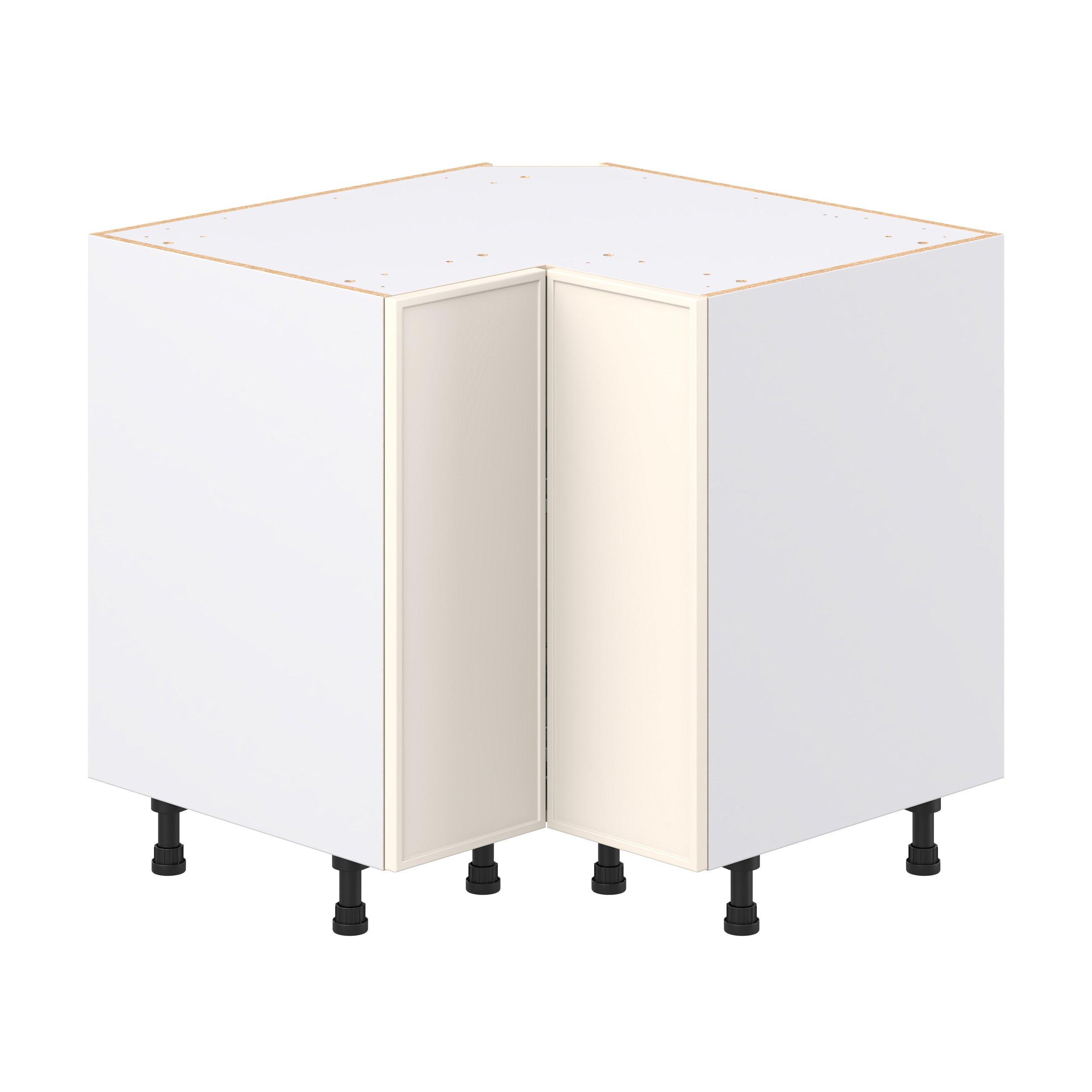 Linden 36 in. Painted Washed Linen Lazy Susan Corner Base Cabinet