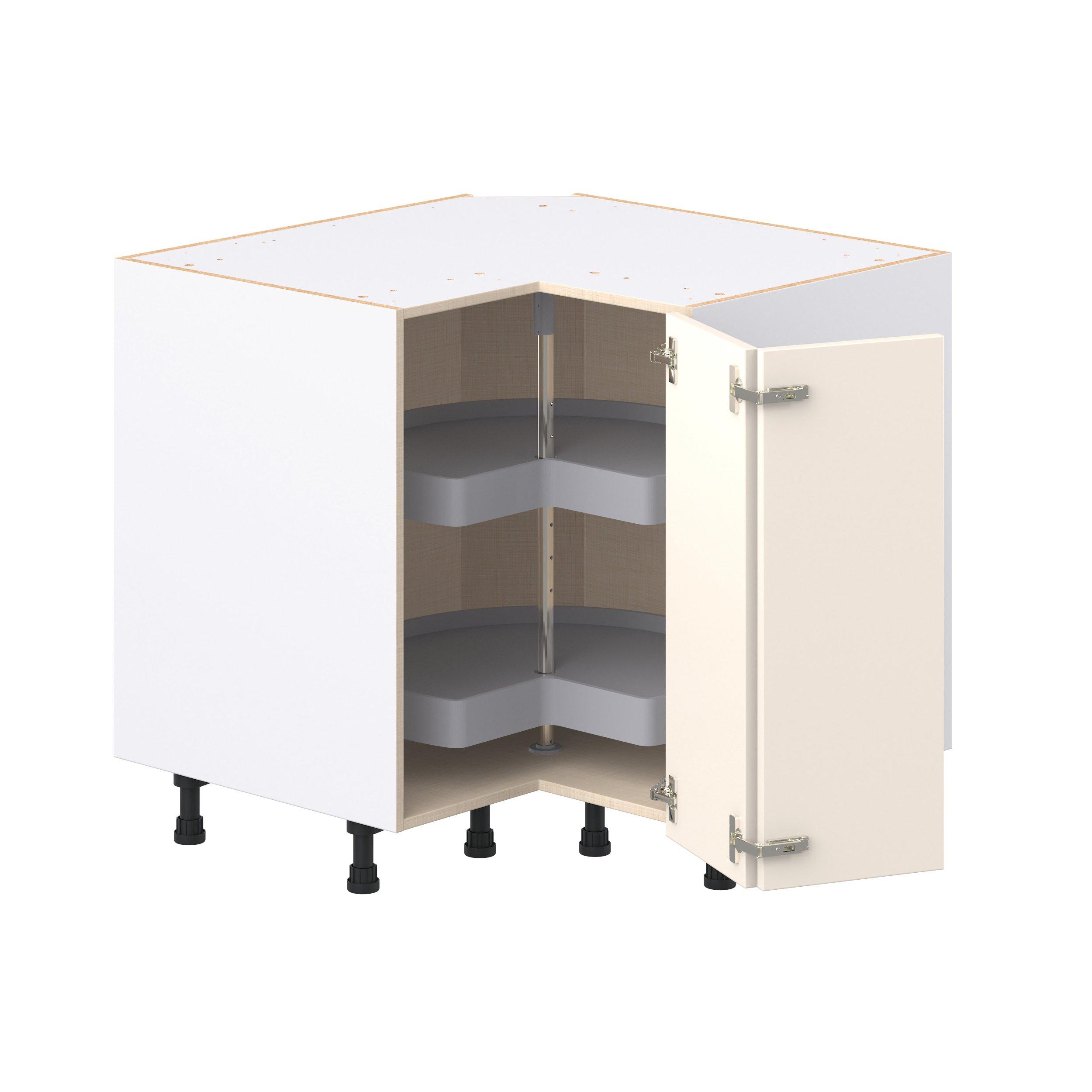 Linden 36 in. Painted Washed Linen Lazy Susan Corner Base Cabinet