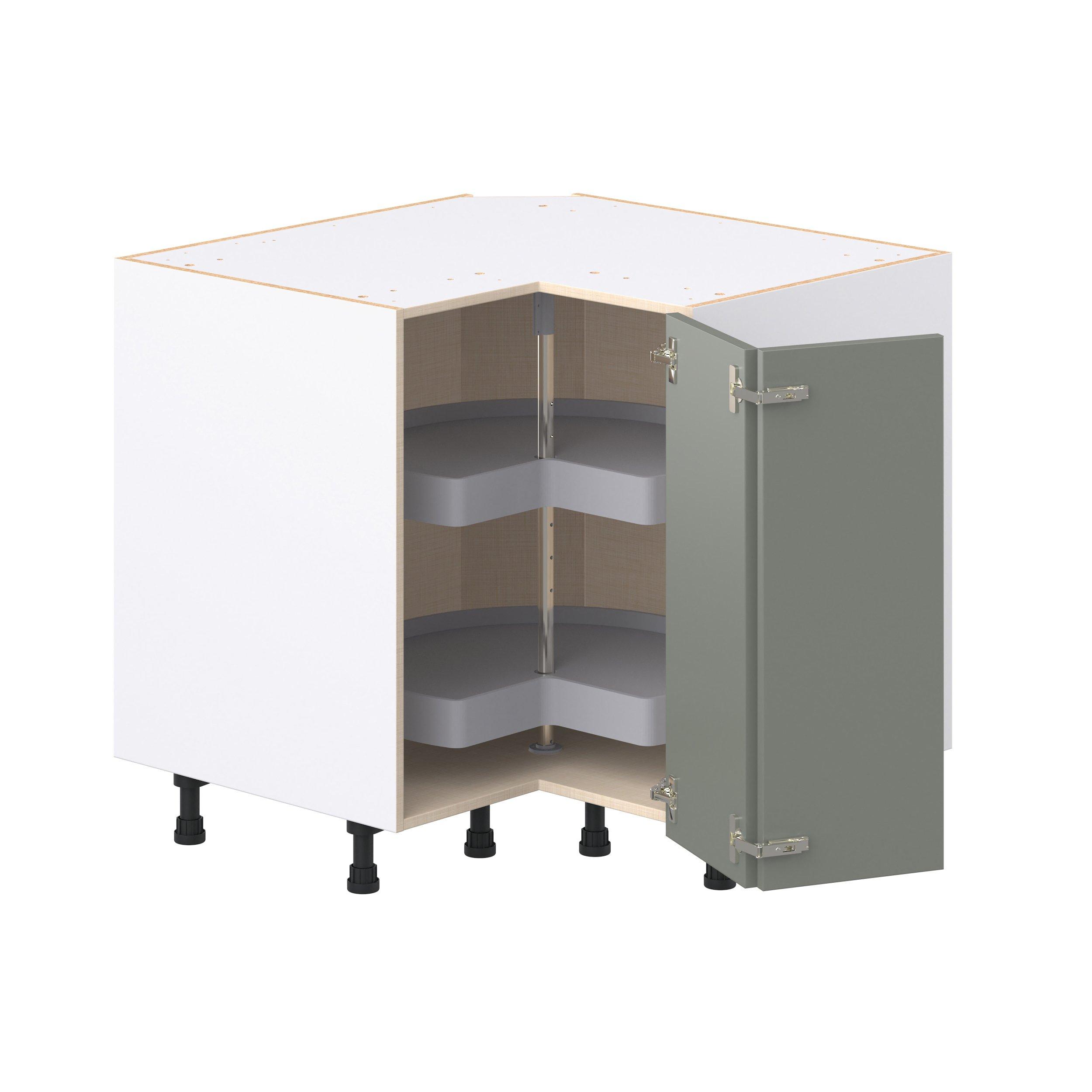 Linden 36 in. Painted Moss Green Lazy Susan Corner Base Cabinet