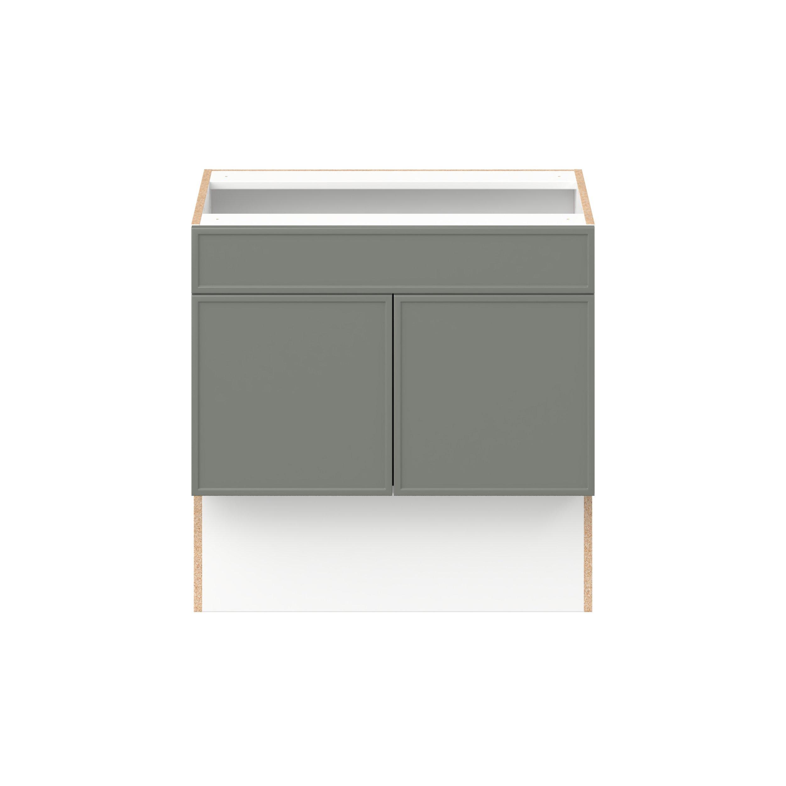 Linden 30 in. Painted Moss Green Vanity Sink Base Cabinet with Removable Front
