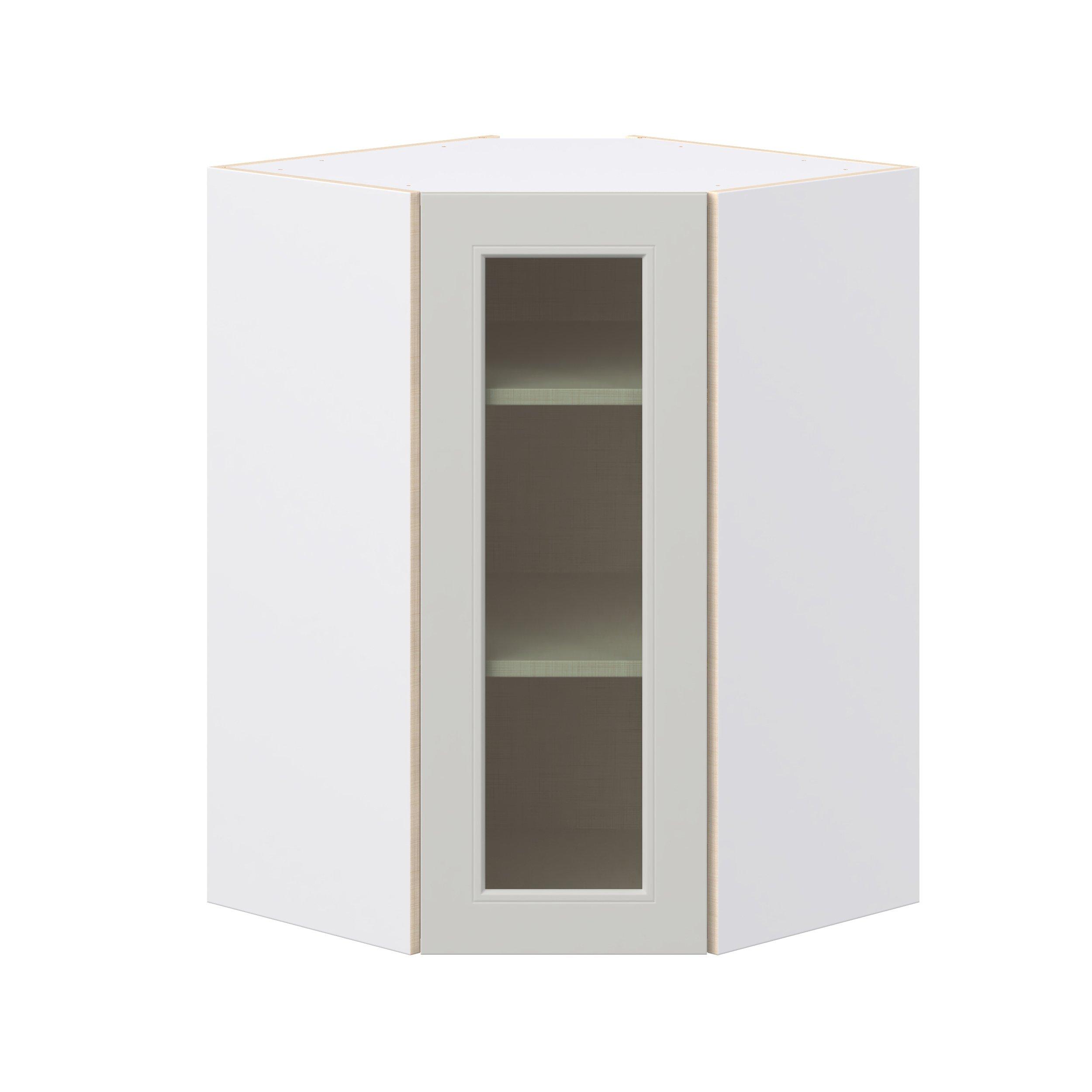 Lenox 24 in. Painted Light Gray Wall Angle Corner Cabinet with Glass Door