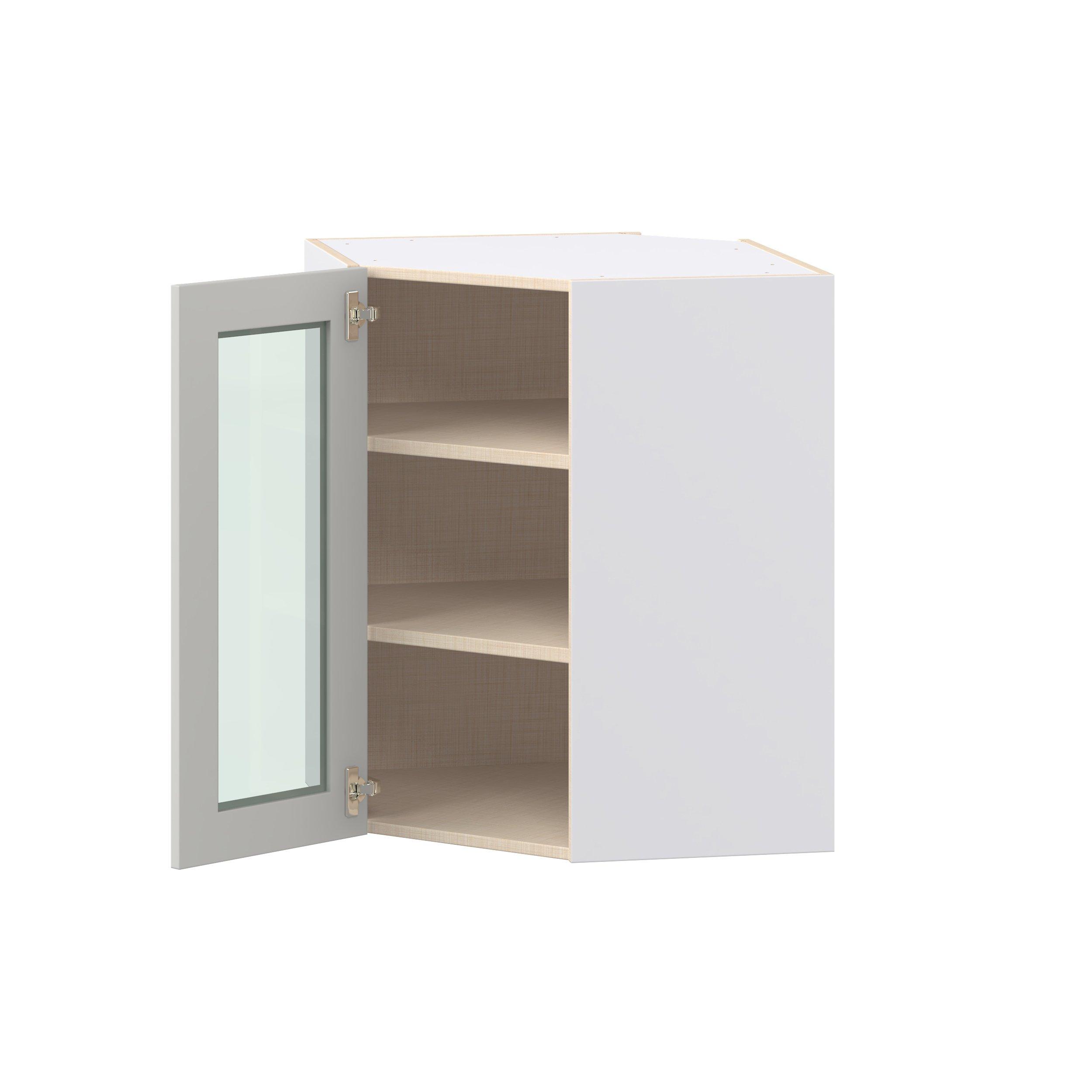 Lenox 24 in. Painted Light Gray Wall Angle Corner Cabinet with Glass Door