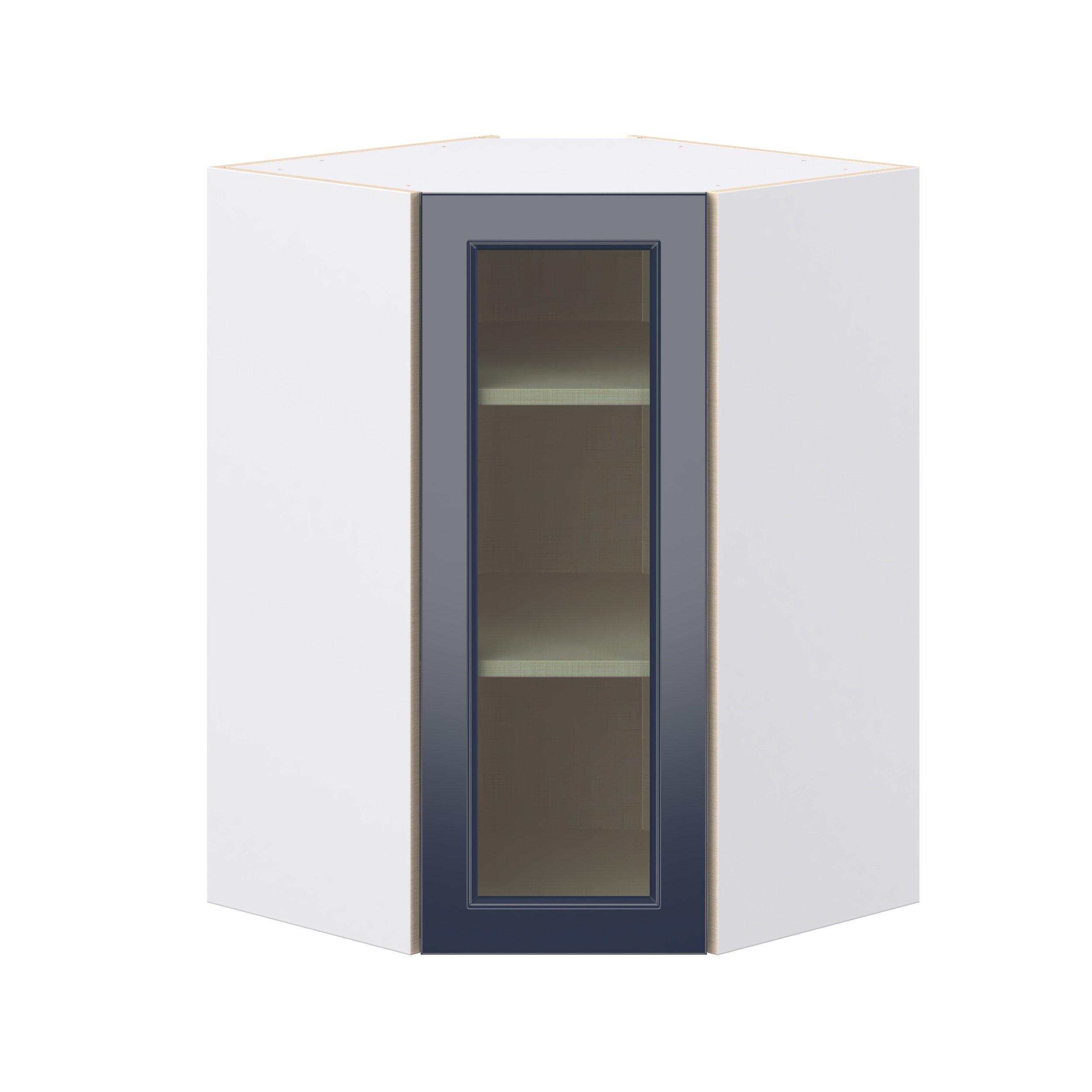 Peachtree 24 in. Painted Midnight Blue Wall Angle Corner Cabinet with Glass Door