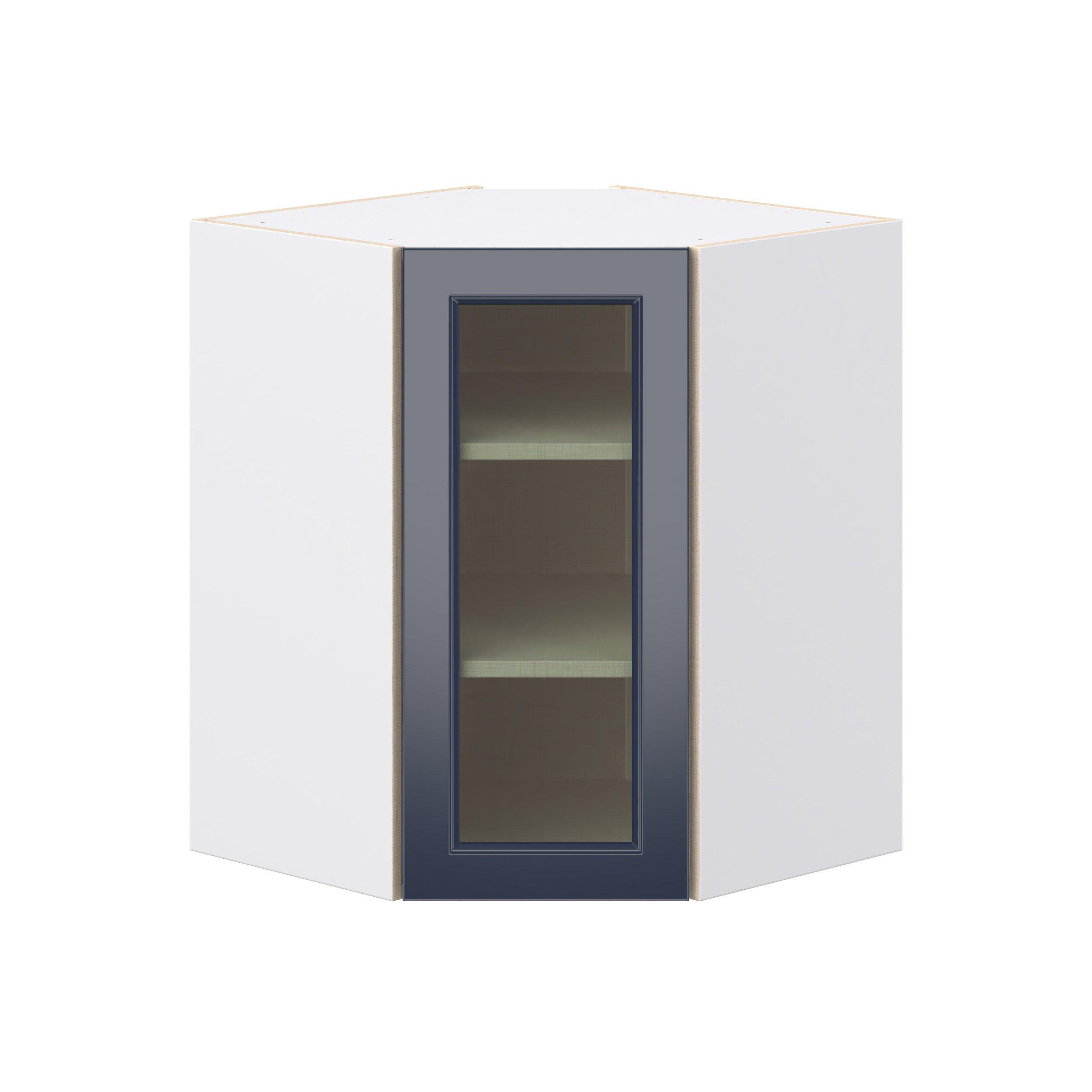 Peachtree 24 in. Painted Midnight Blue Wall Angle Corner Cabinet with Glass Door