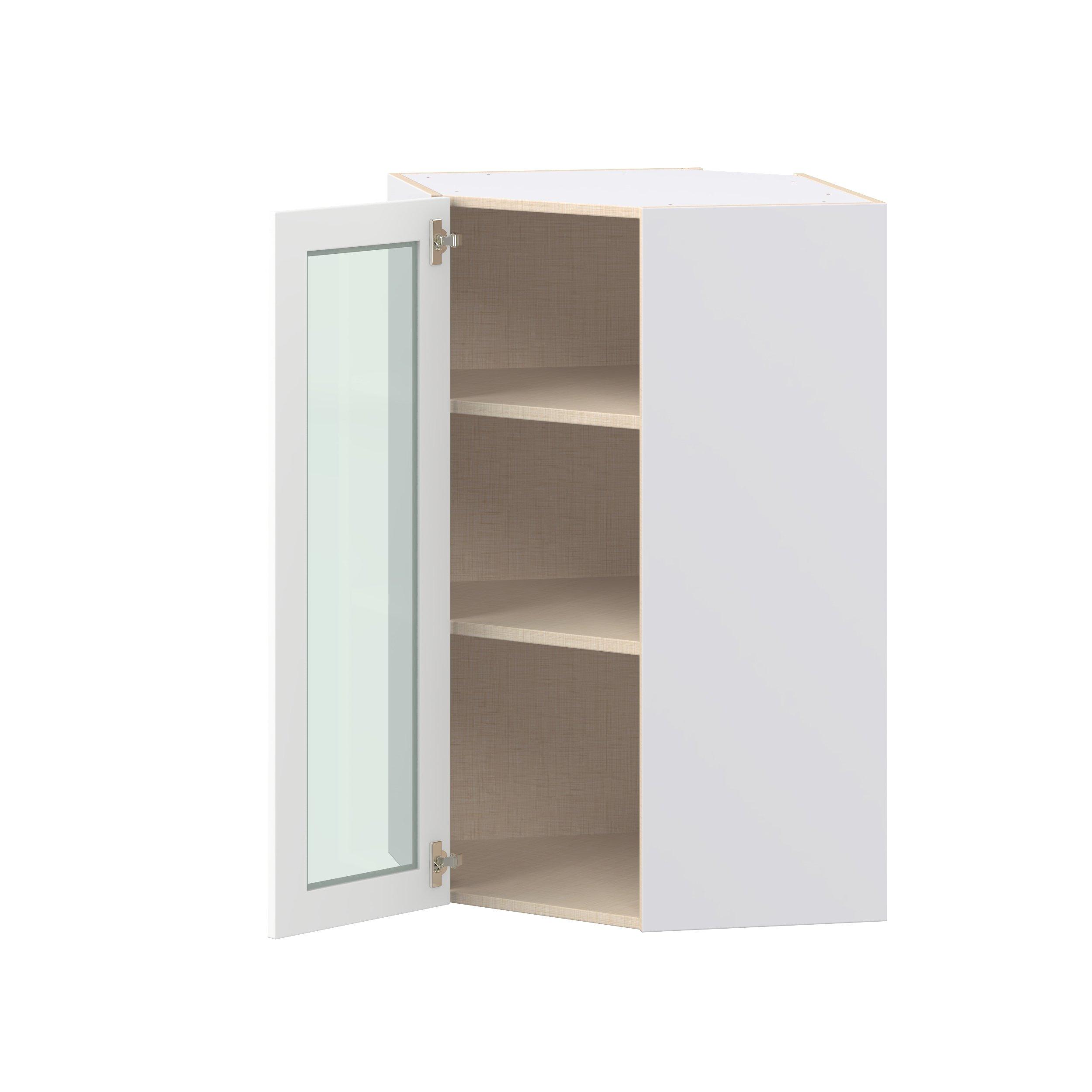 Peachtree 24 in. Painted Bright White Wall Angle Corner Cabinet with Glass Door