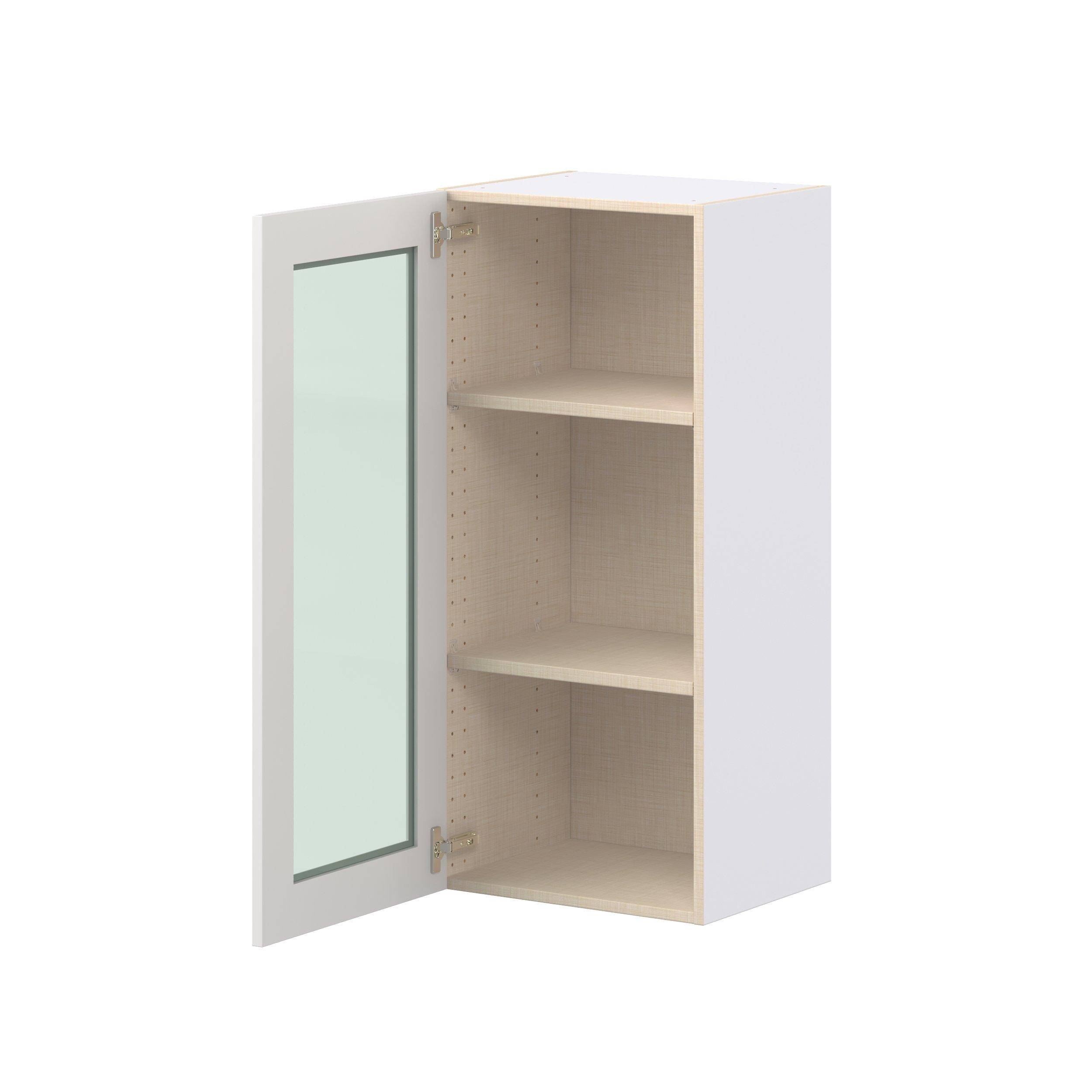 Candler 18 in. Painted Warm White Wall Cabinet with Glass Door