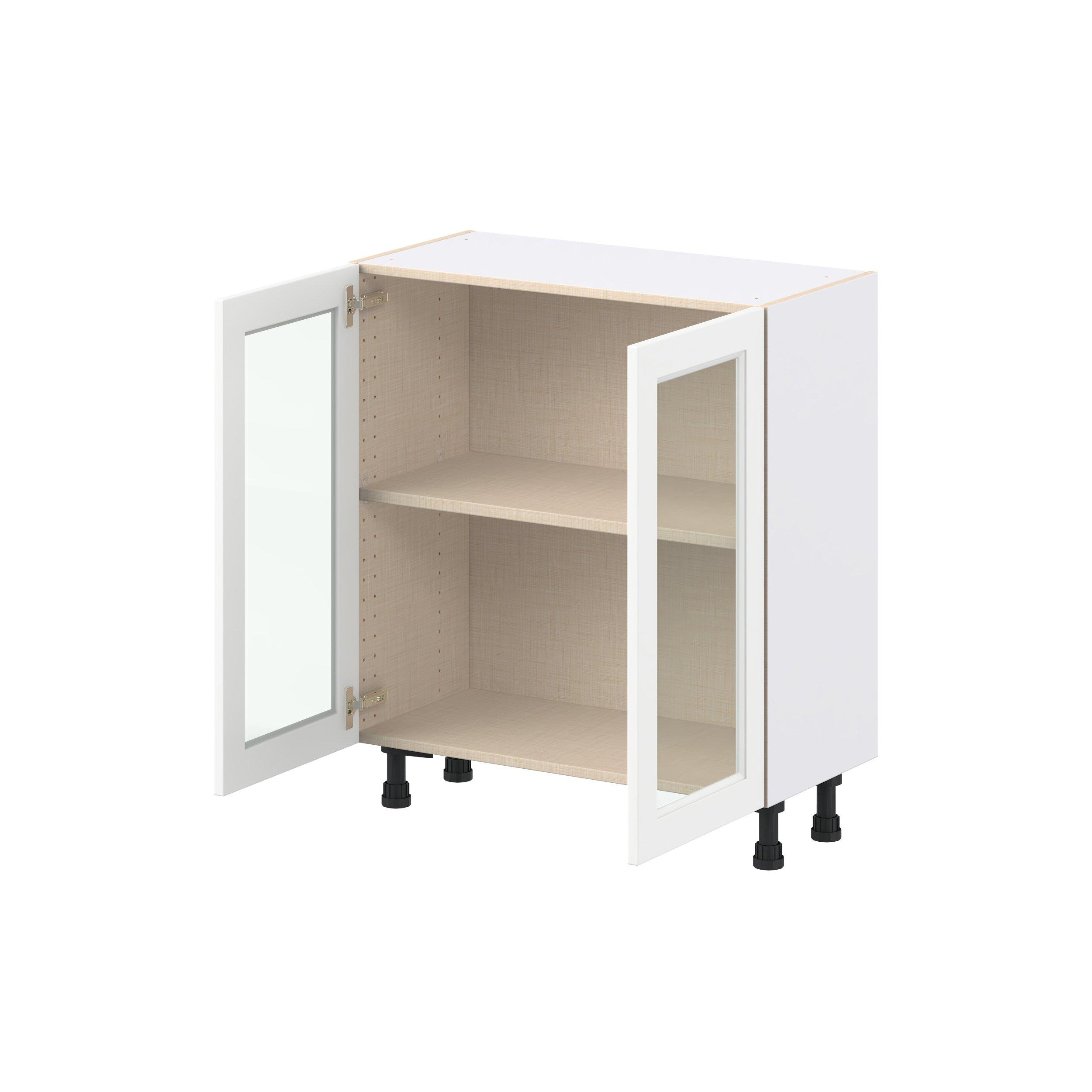 Peachtree 30 in. Painted Bright White Shallow Base Cabinet with Glass Door
