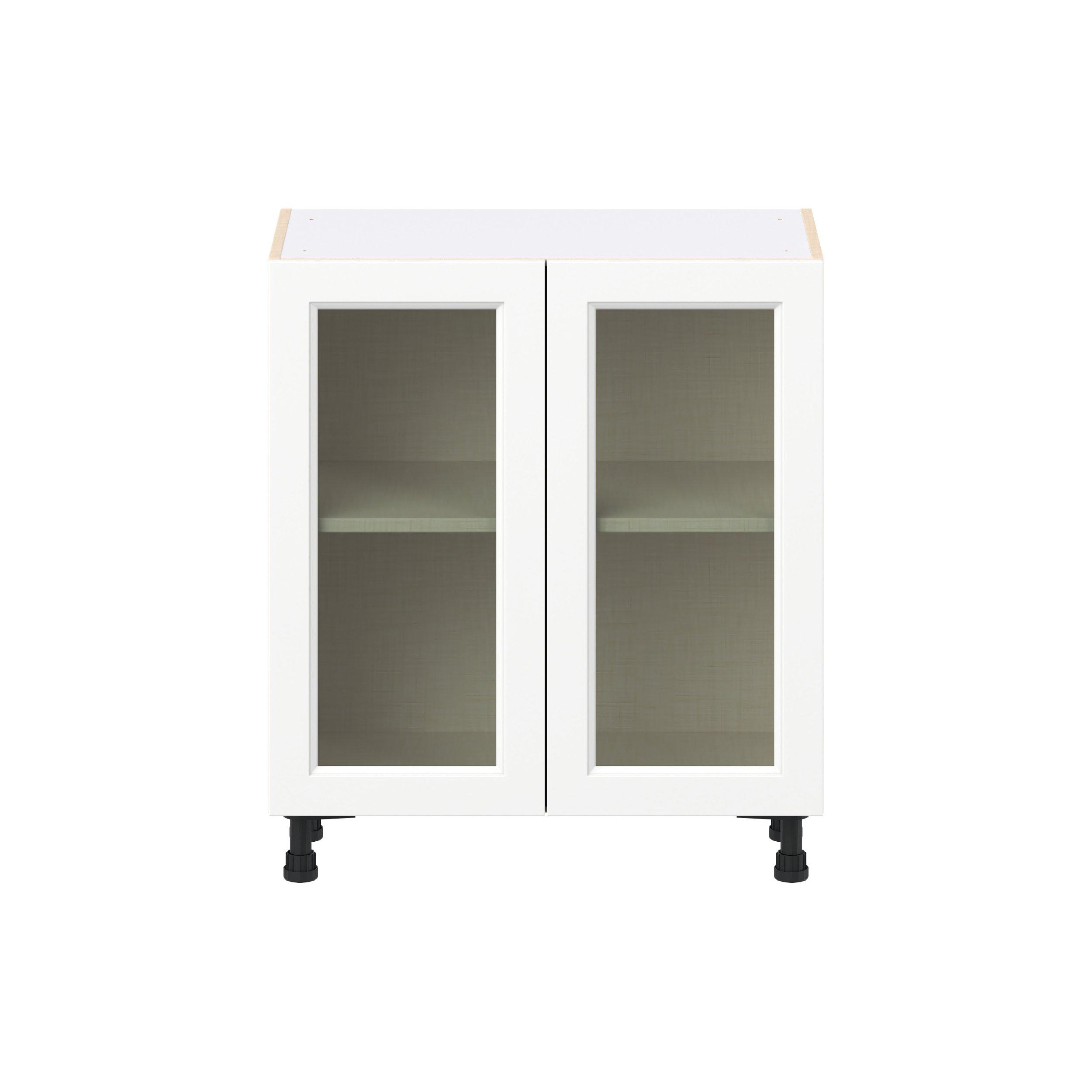 Peachtree 30 in. Painted Bright White Shallow Base Cabinet with Glass Door