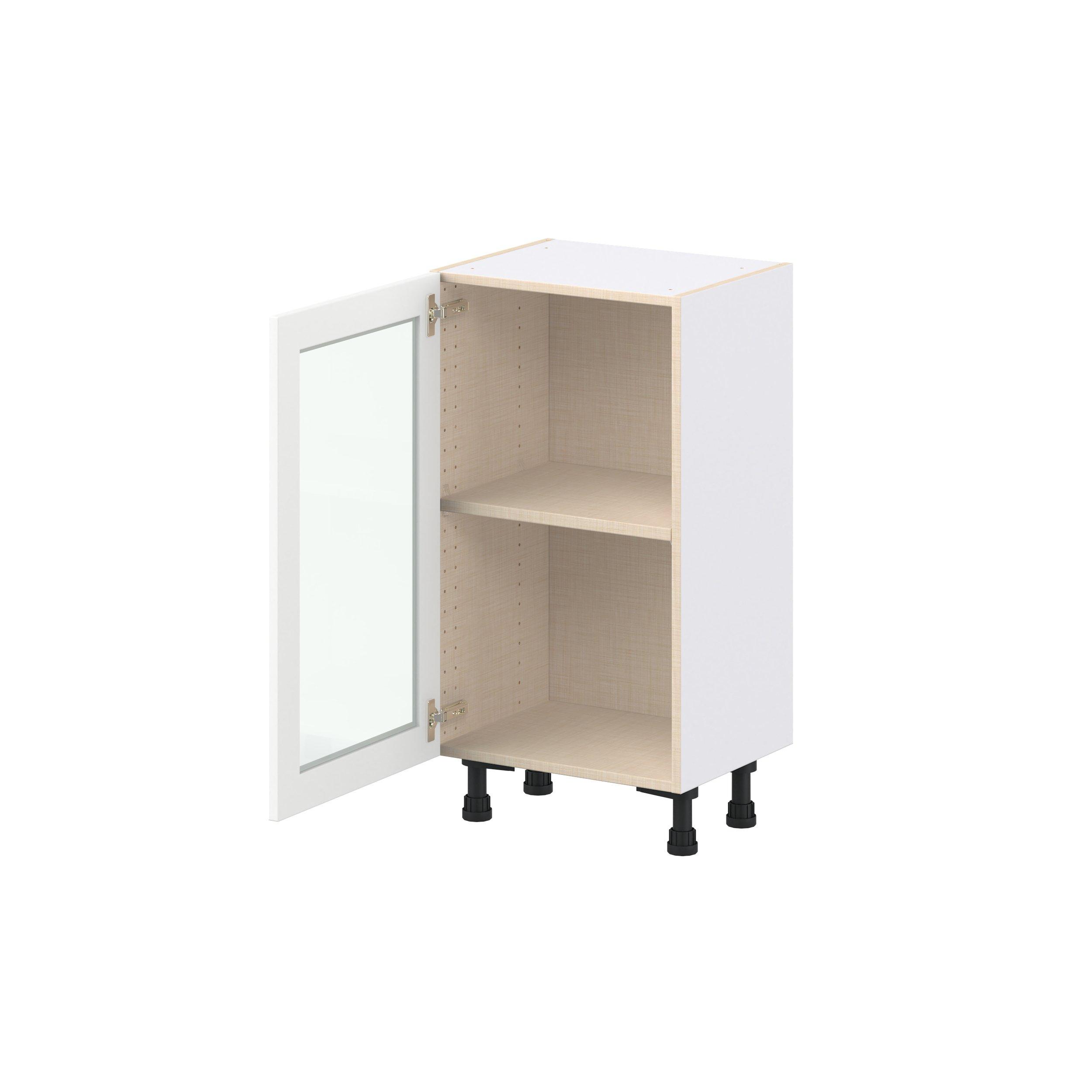 Peachtree 18 in. Painted Bright White Shallow Base Cabinet with Glass Door