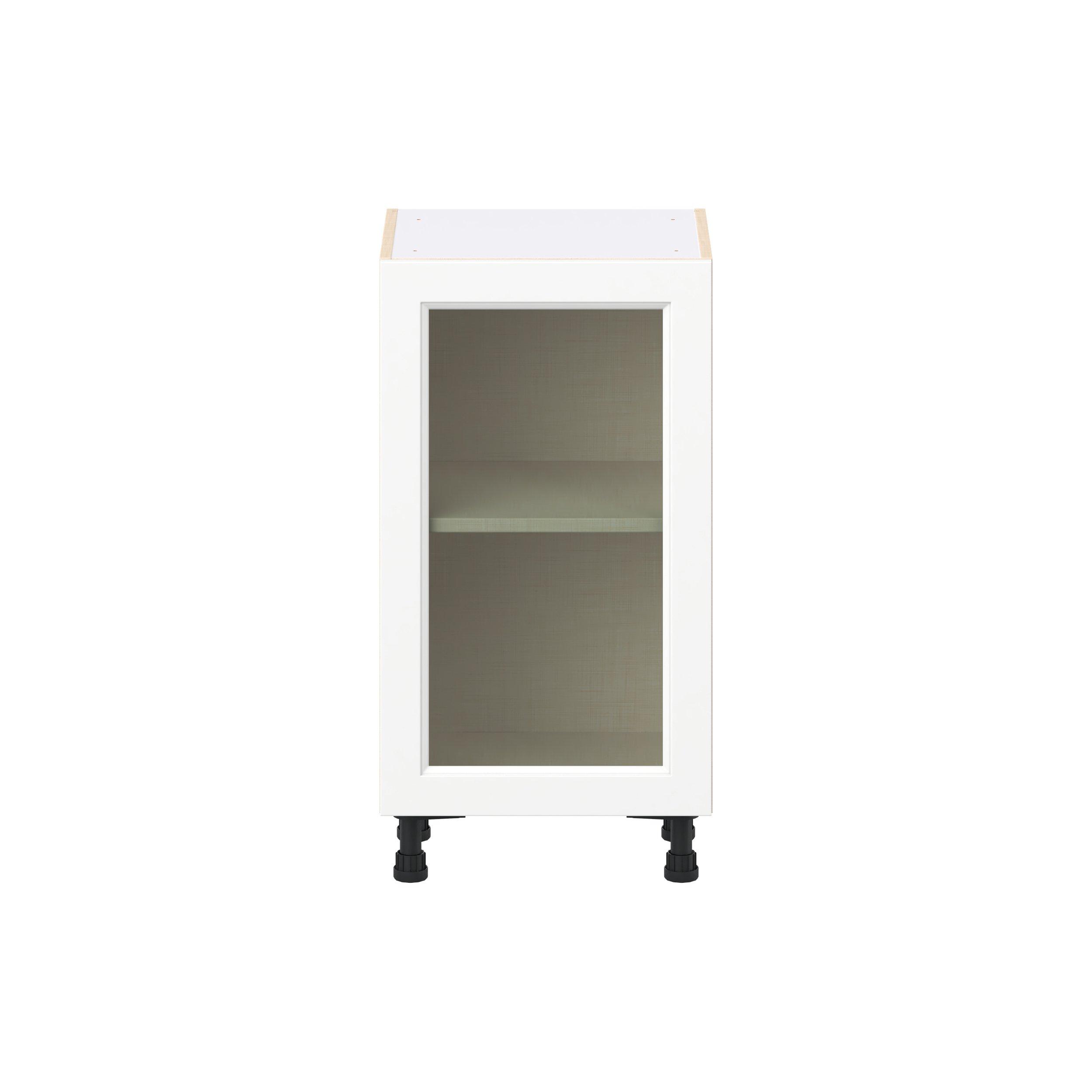 Peachtree 18 in. Painted Bright White Shallow Base Cabinet with Glass Door