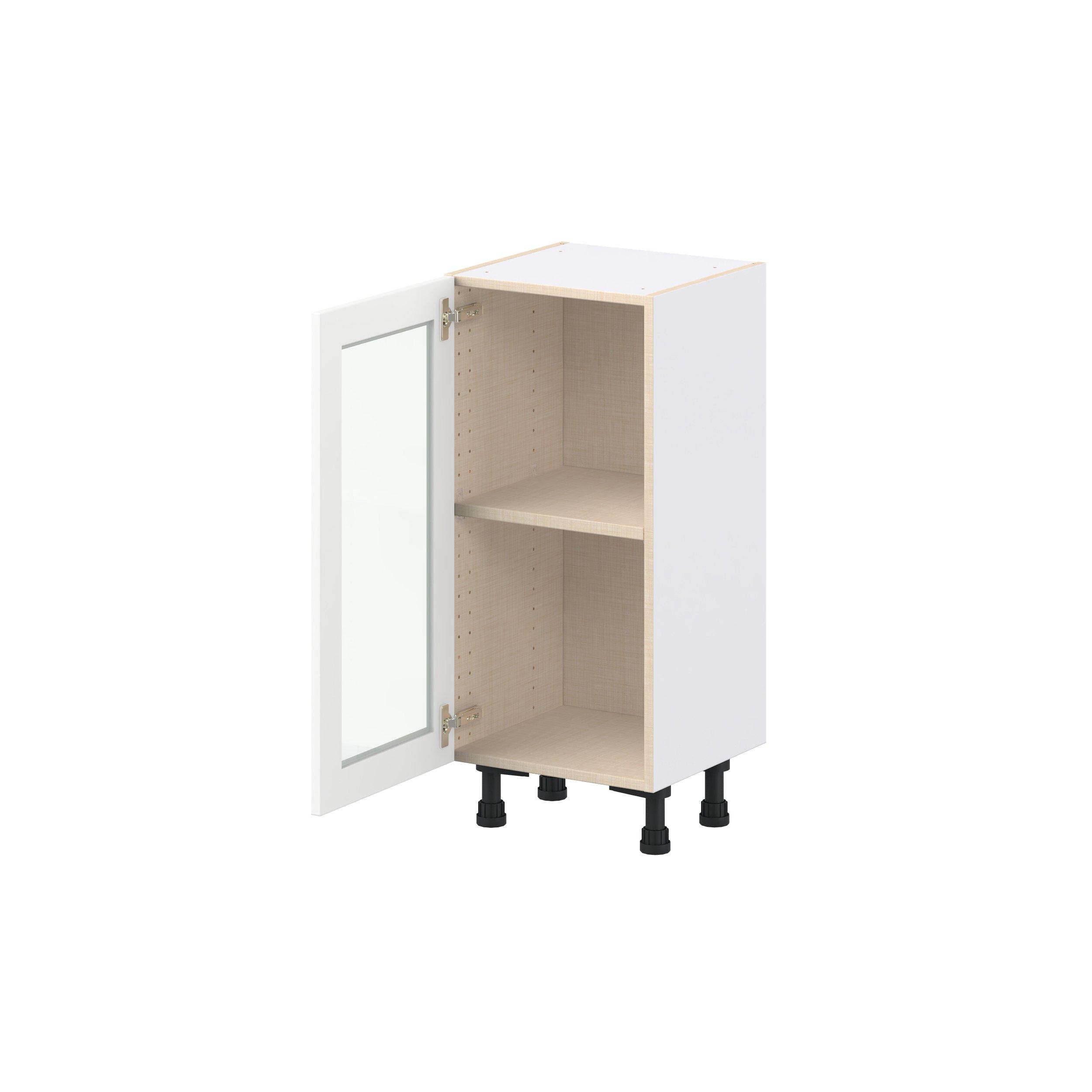 Peachtree 15 in. Painted Bright White Shallow Base Cabinet with Glass Door
