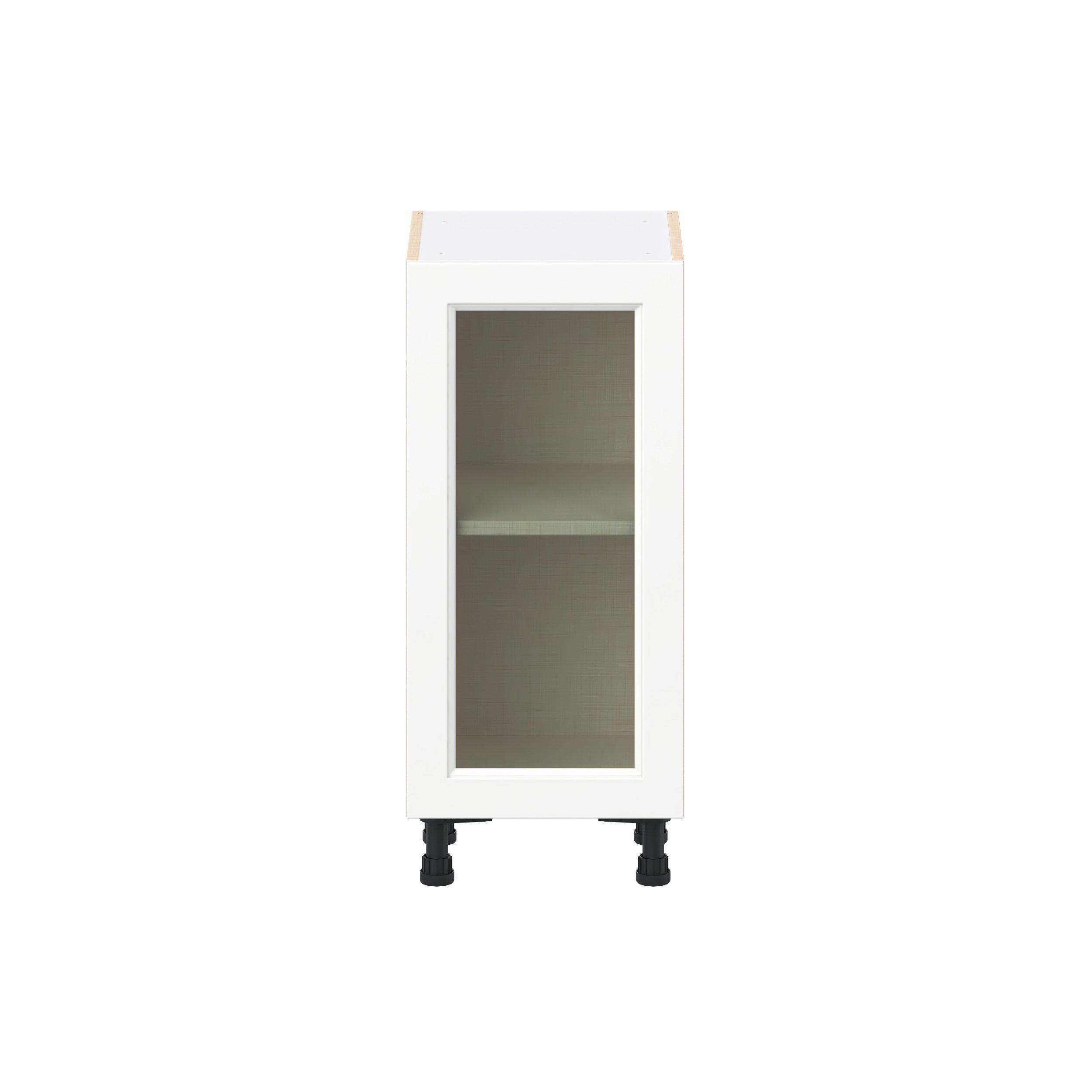 Peachtree 15 in. Painted Bright White Shallow Base Cabinet with Glass Door