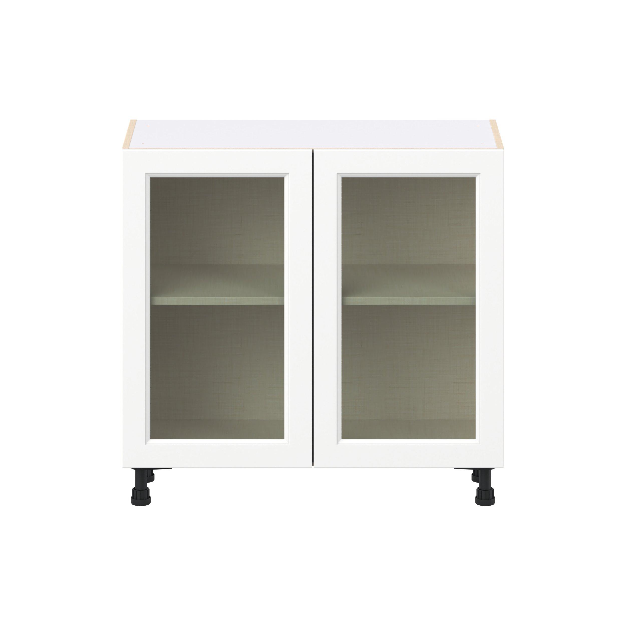 Peachtree 36 in. Painted Bright White Shallow Base Cabinet with Glass Door