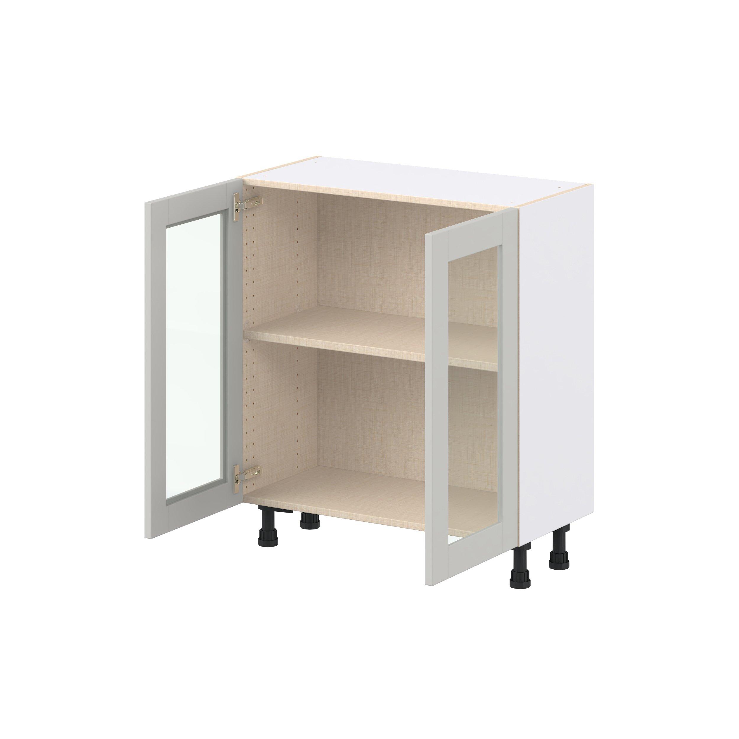 Summerhill 36 in. Light Gray Shallow Base Cabinet with Glass Door