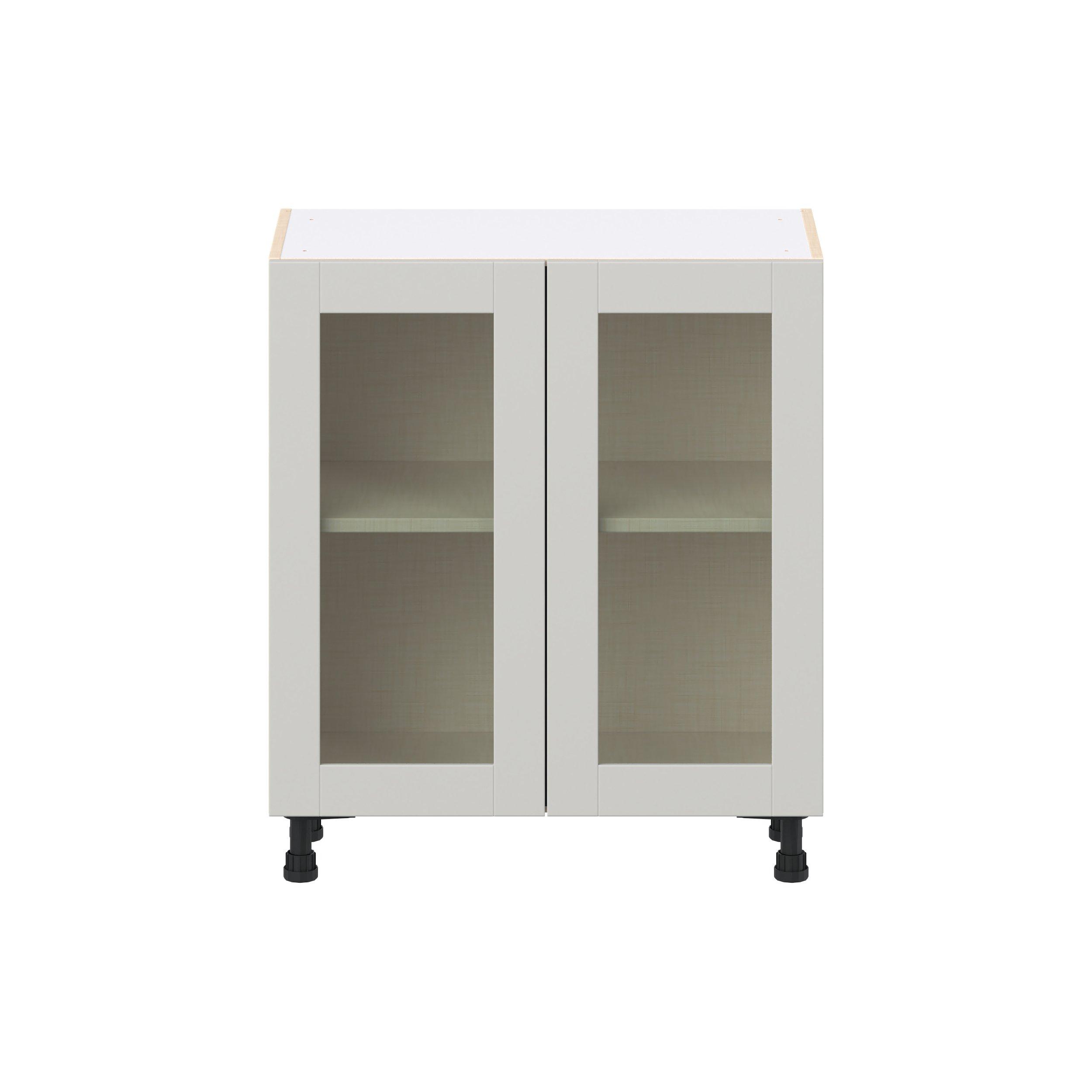 Summerhill 36 in. Light Gray Shallow Base Cabinet with Glass Door