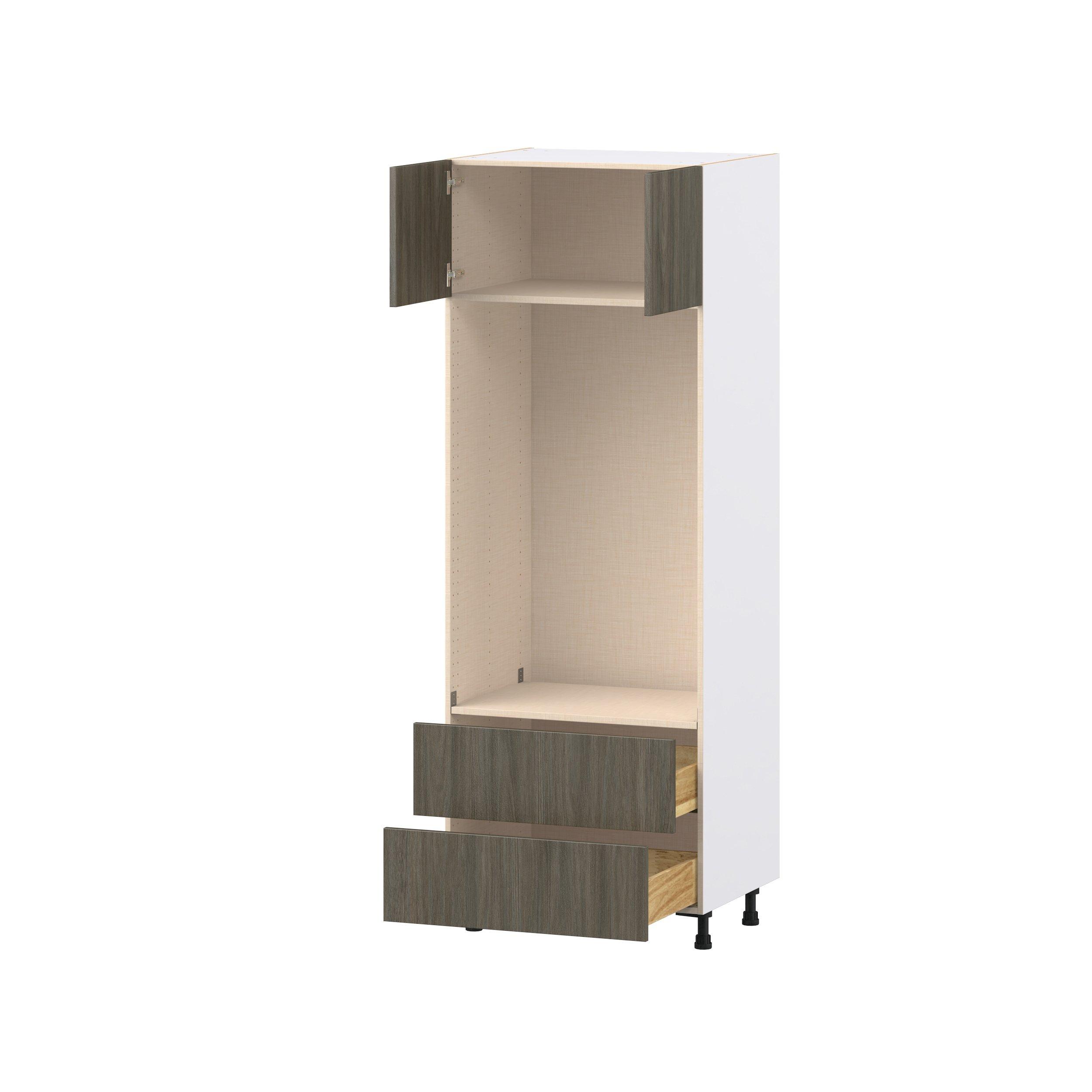 Glenwood 30 in. Burnt Walnut Door and Drawer Microwave/Oven Pantry Cabinet