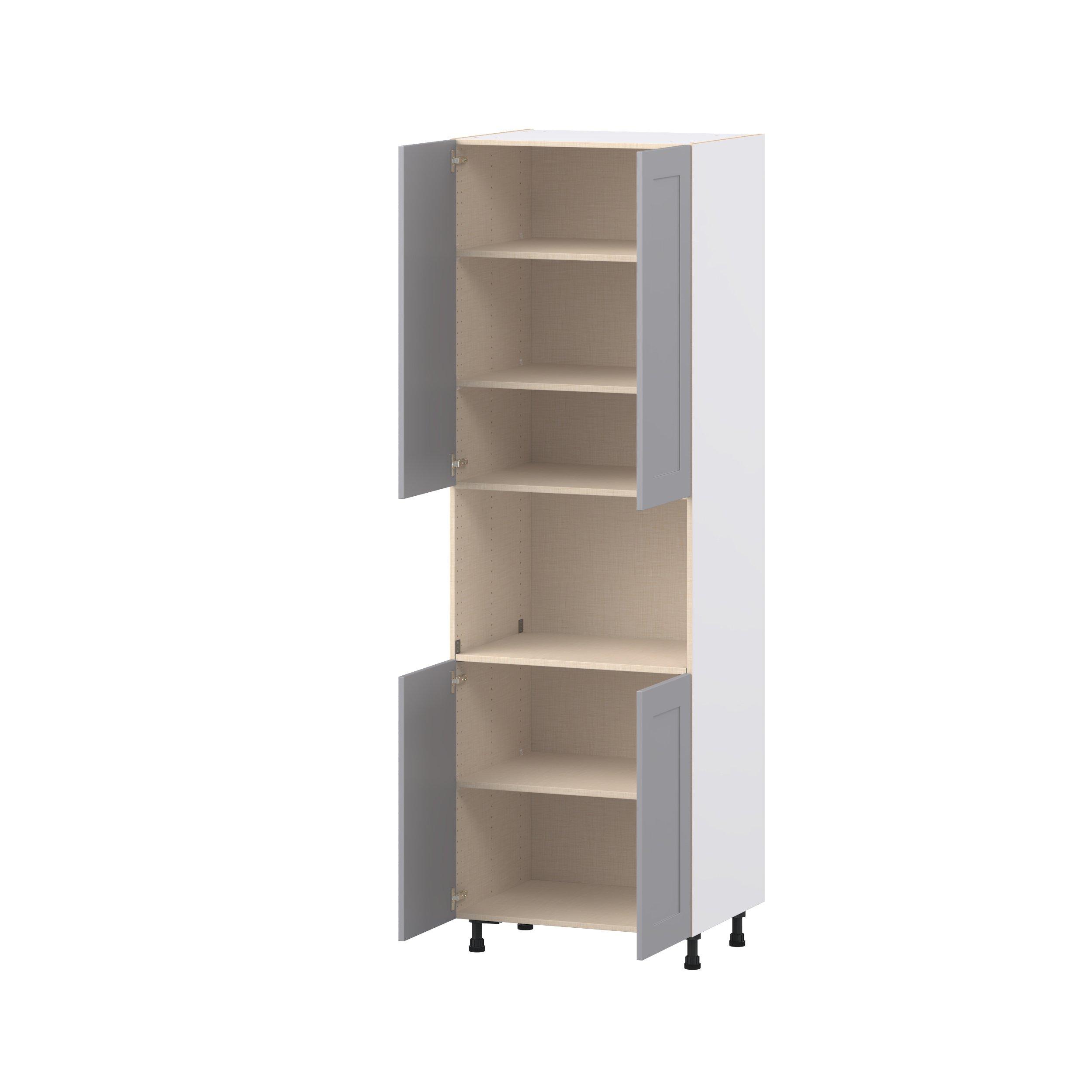 Candler 30 in. Painted Slate Gray Door Microwave Pantry Cabinet