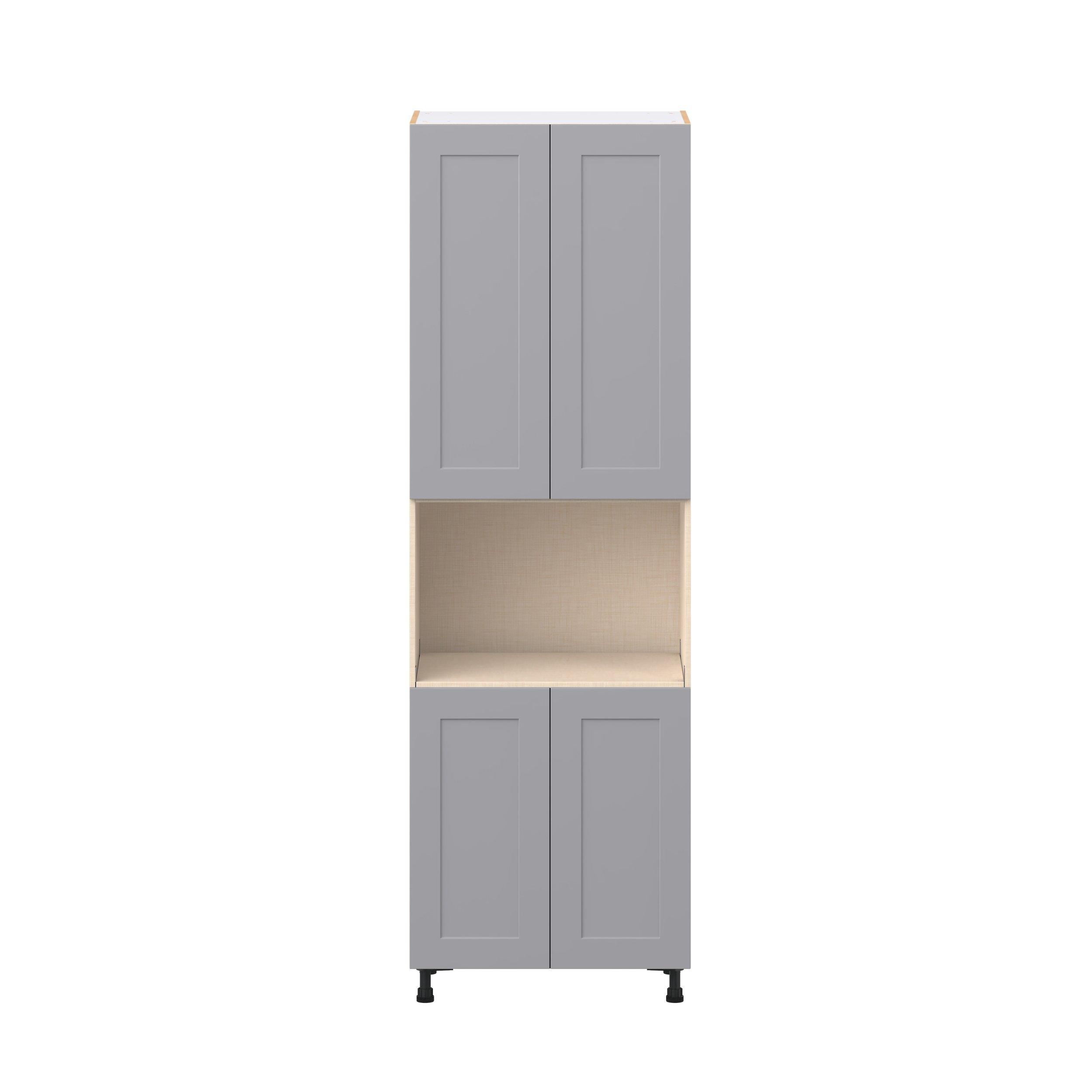 Candler 30 in. Painted Slate Gray Door Microwave Pantry Cabinet