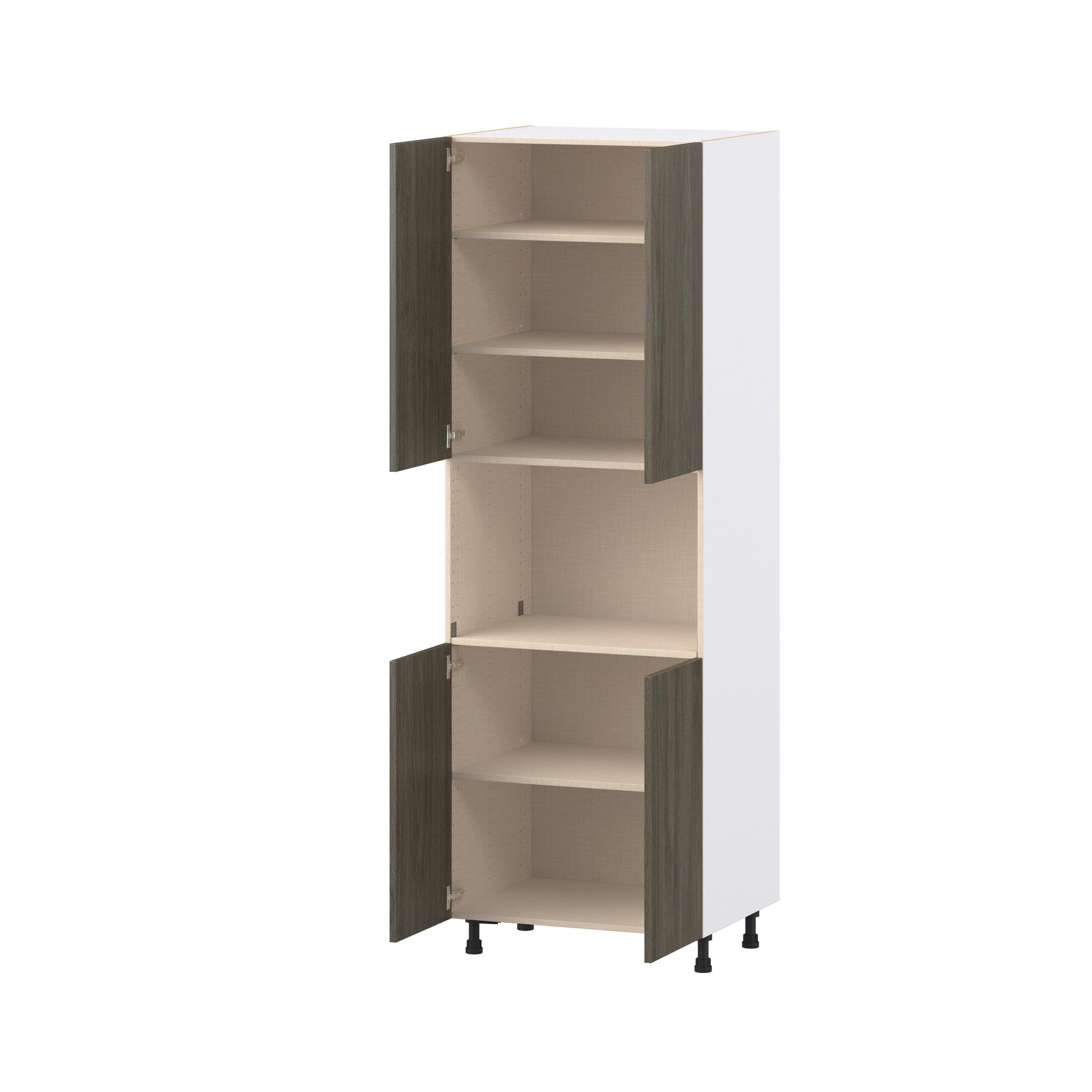Glenwood 30 in. Burnt Walnut Door Microwave Pantry Cabinet