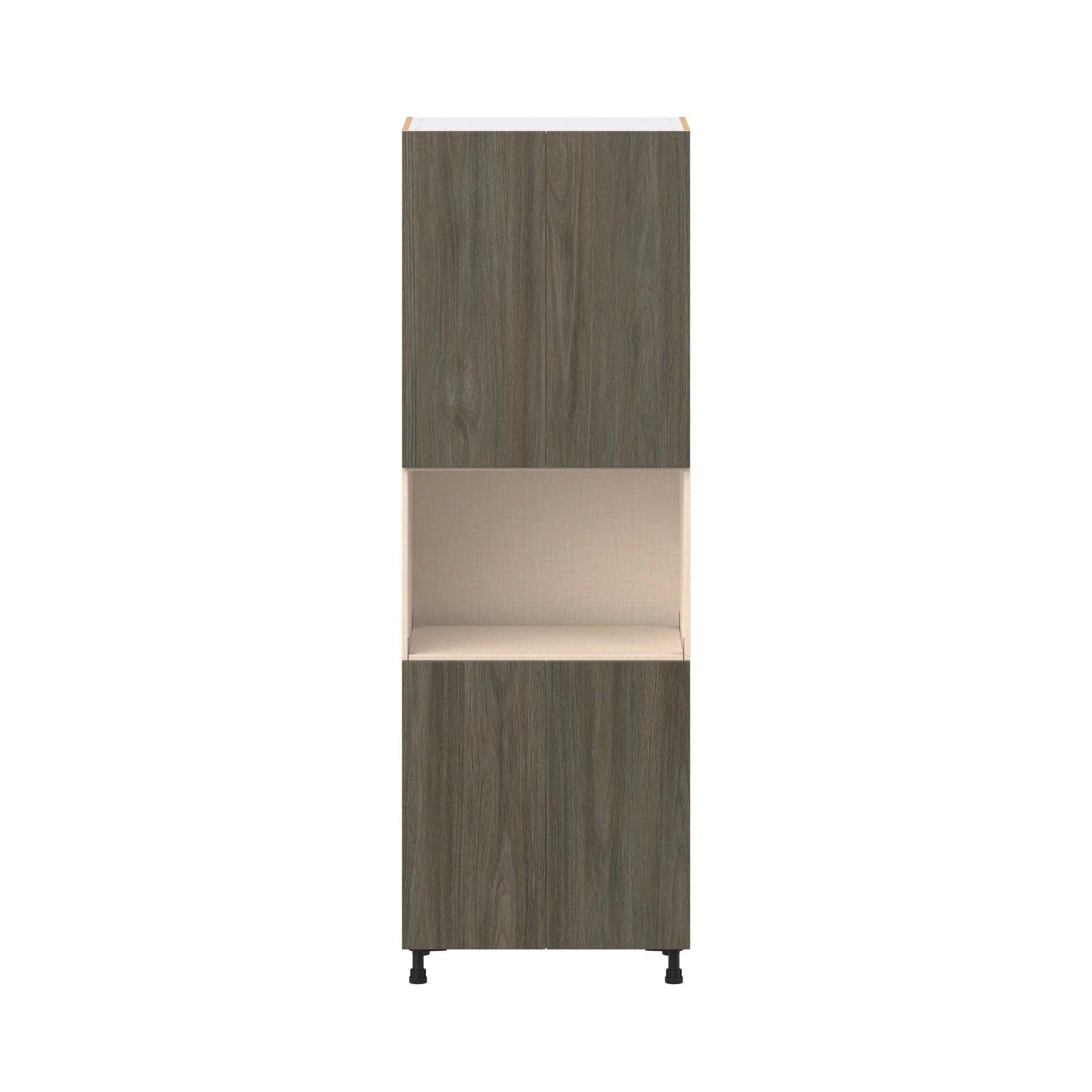 Glenwood 30 in. Burnt Walnut Door Microwave Pantry Cabinet