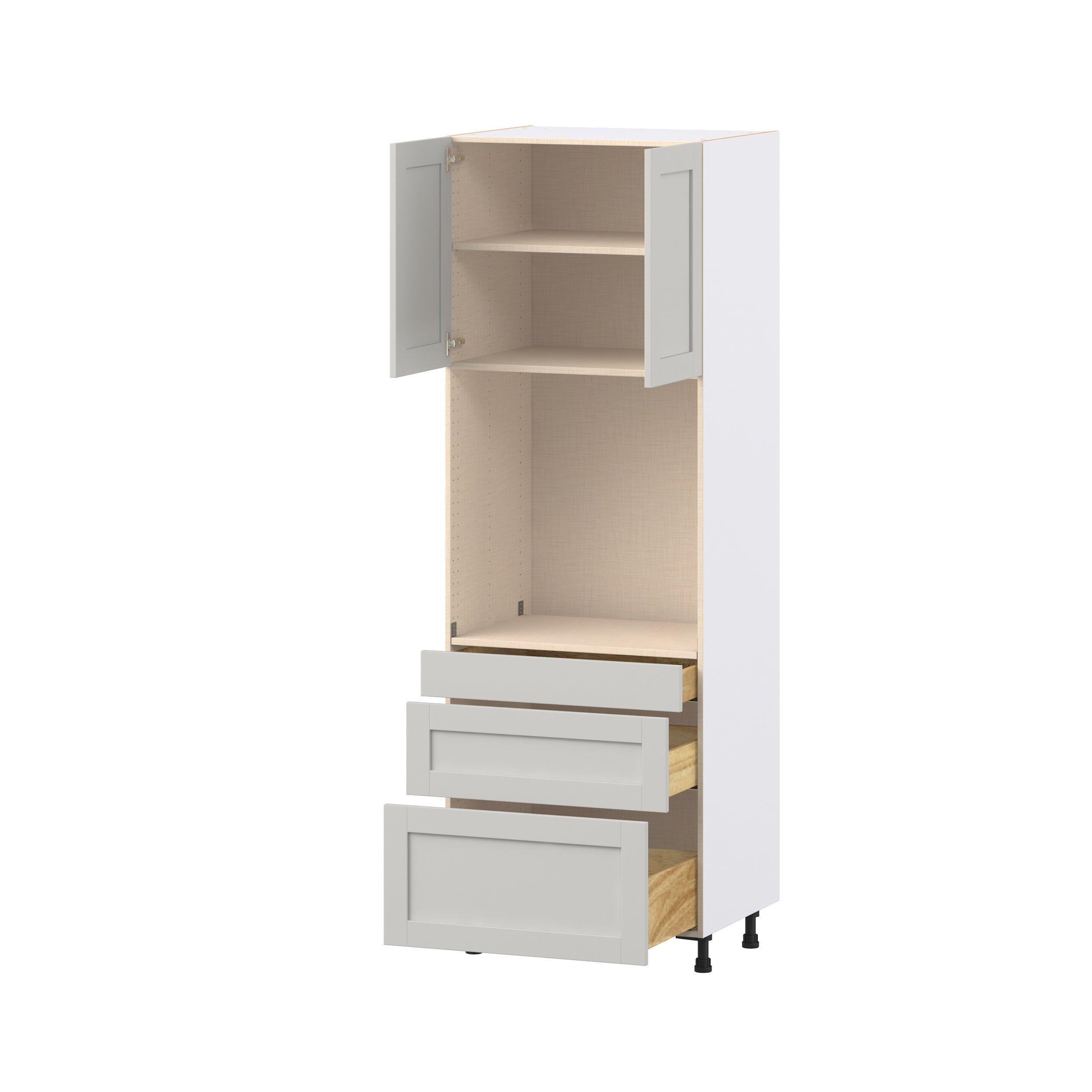Summerhill 30 in. Light Gray Door and Drawer Single Oven Pantry Cabinet