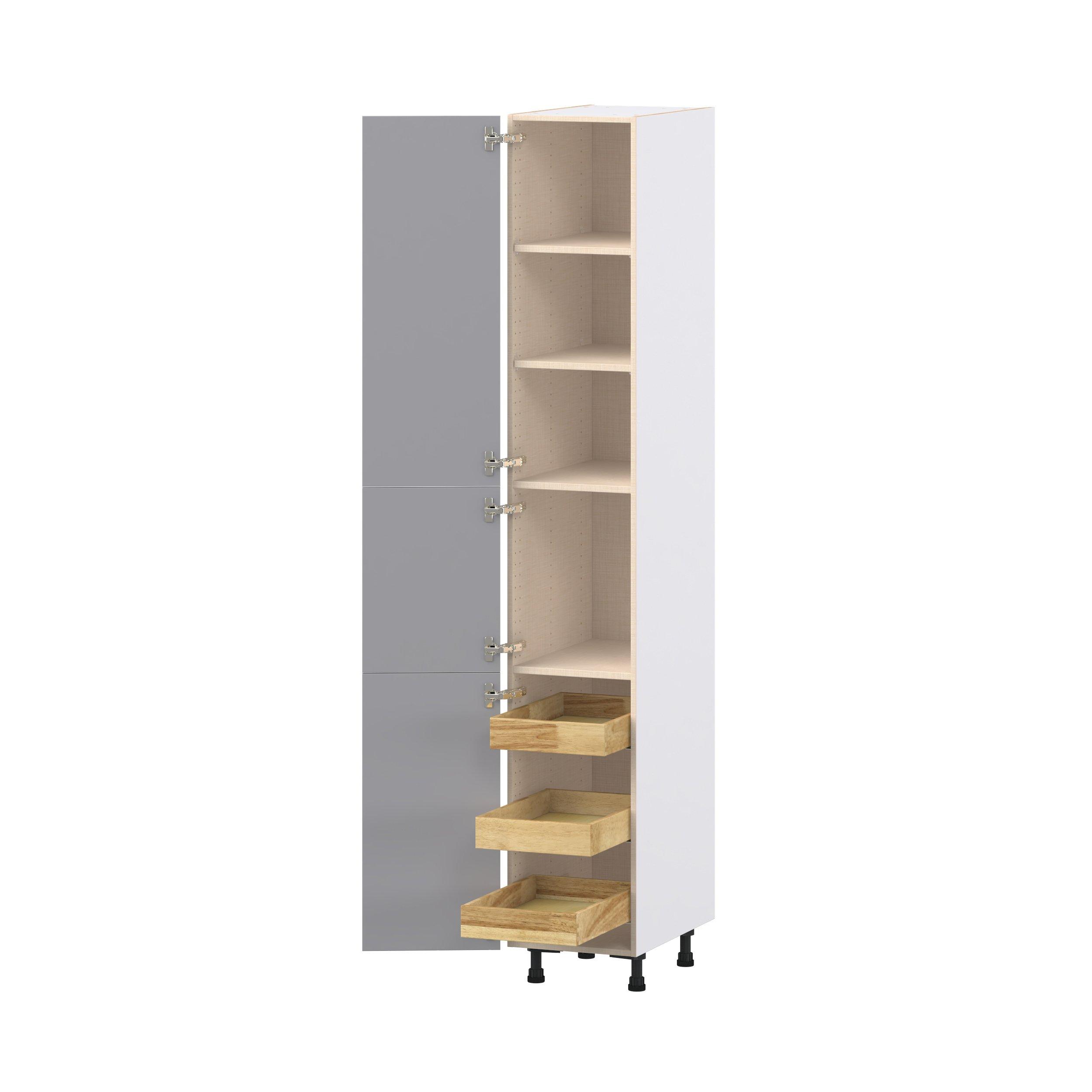 Candler 15 in. Painted Slate Gray Pantry Cabinet with Inner Pull-Out Drawer